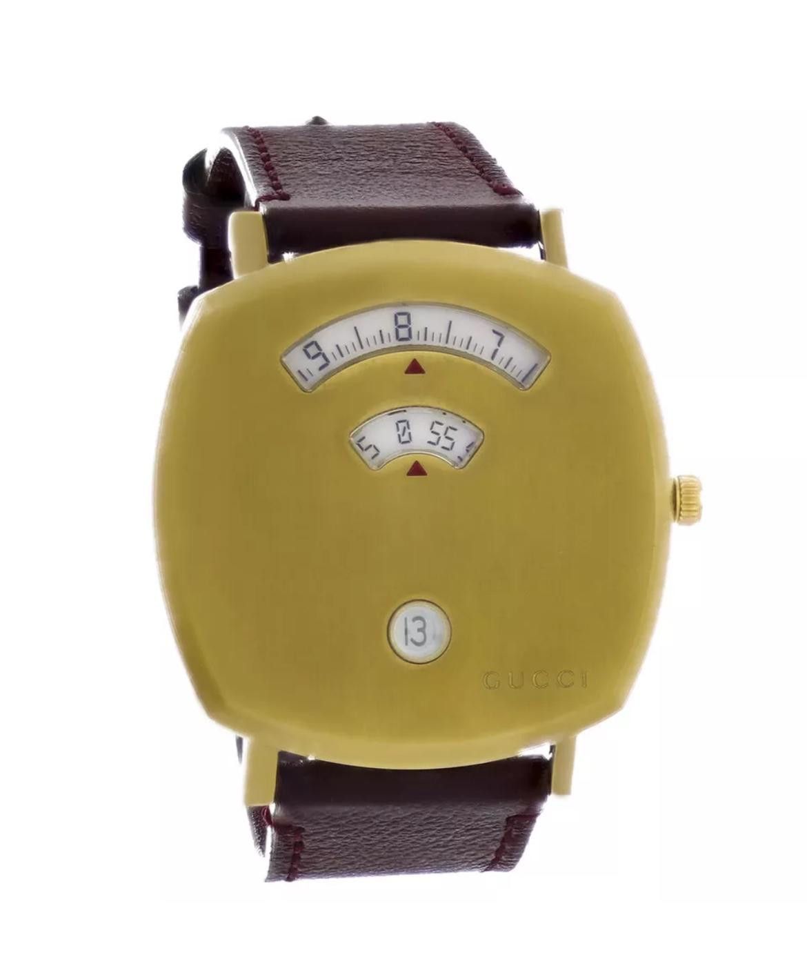 Gucci Grip 38Mm Watch Ya157411  Gold Pvd Quartz Case Strap in Brown, Men's