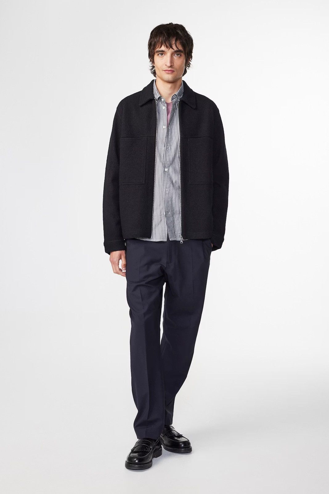 NN07 NN07 Isak 6398 Boiled Wool Overshirt Black Jacket Size L Size US L / EU 52-54 / 3 - 8 Thumbnail