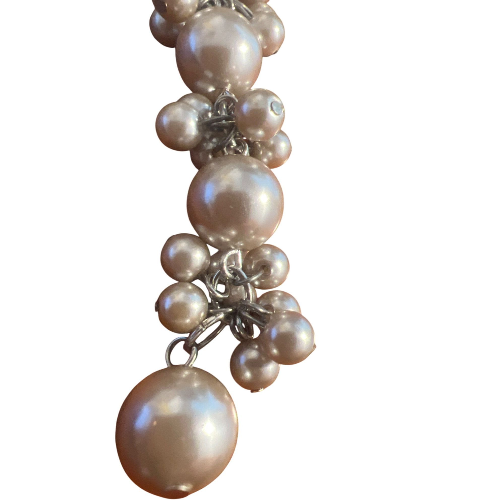Other Vintage RMN Waterfall Y Necklace Faux Pearls Silver Gray Est Size ONE SIZE - 2 Thumbnail