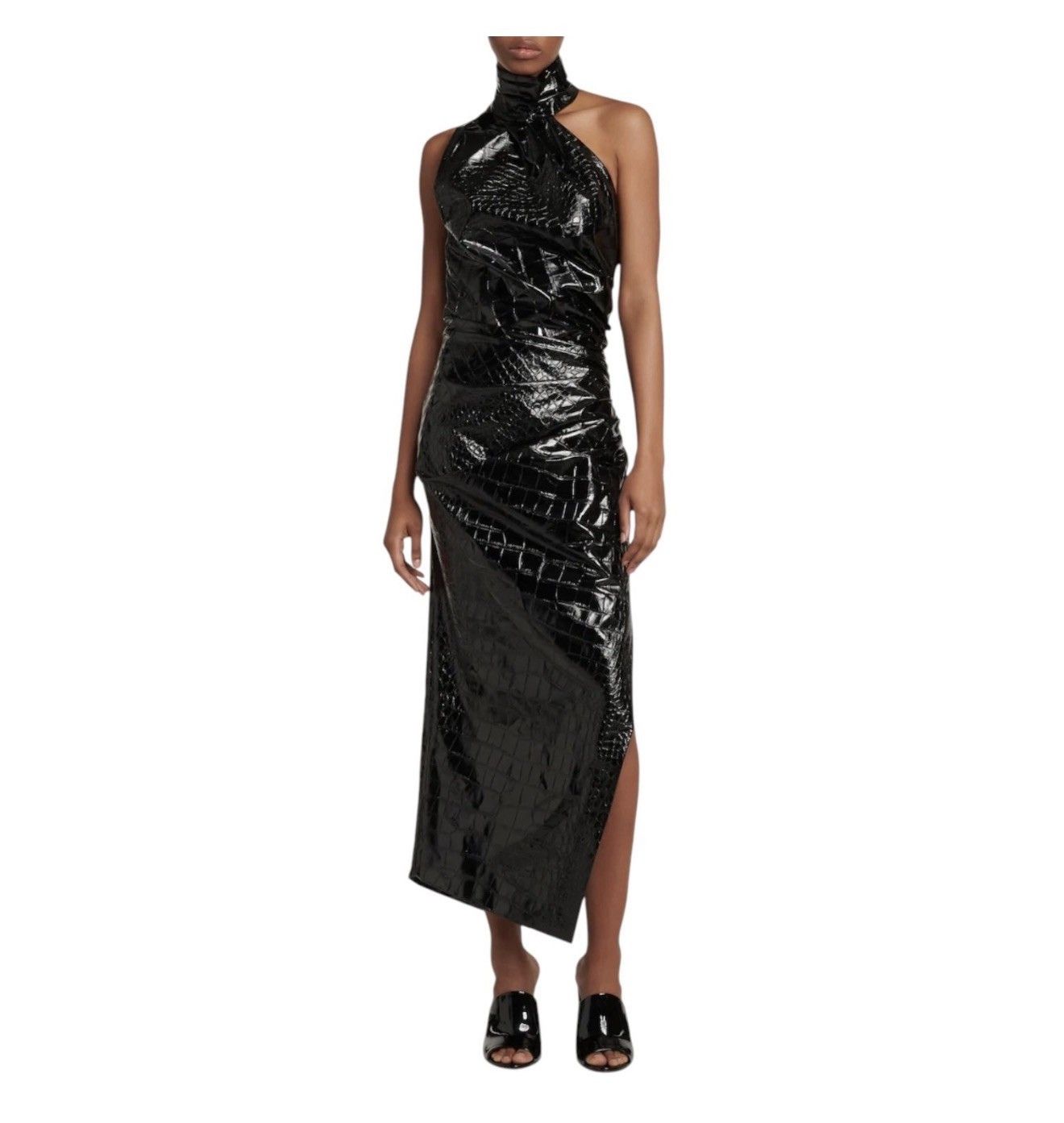 Alaia Alaia Asymmetric croc-effect vinyl halterneck midi dress 38 Size S / US 4 / IT 40 - 5 Thumbnail