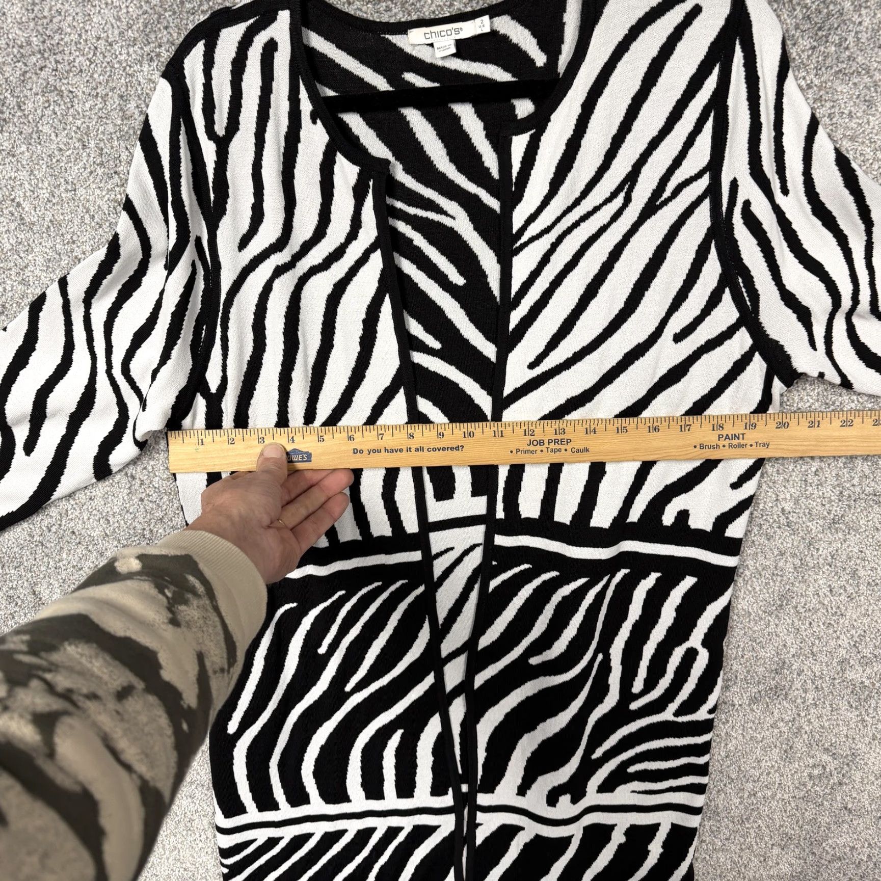 Vintage Chico's Cardigan Sweater Womens L Black White Zebra Print Open Front Casual / Party Womens Mens Girls Boys Size L / US 10 / IT 46 - 3 Thumbnail