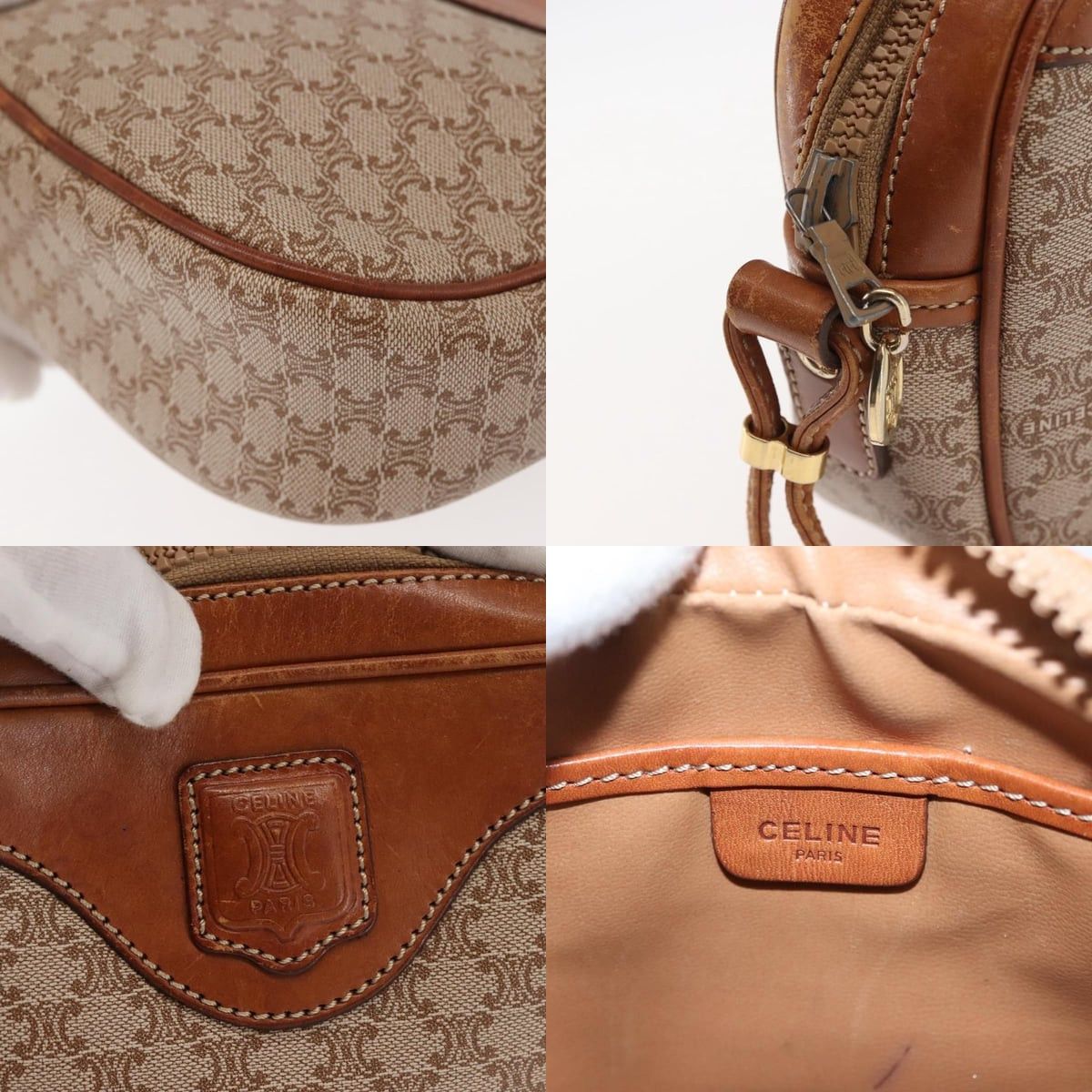 Celine CELINE Macadam Canvas Shoulder Bag Pvc Beige Gold Size ONE SIZE - 11 Thumbnail