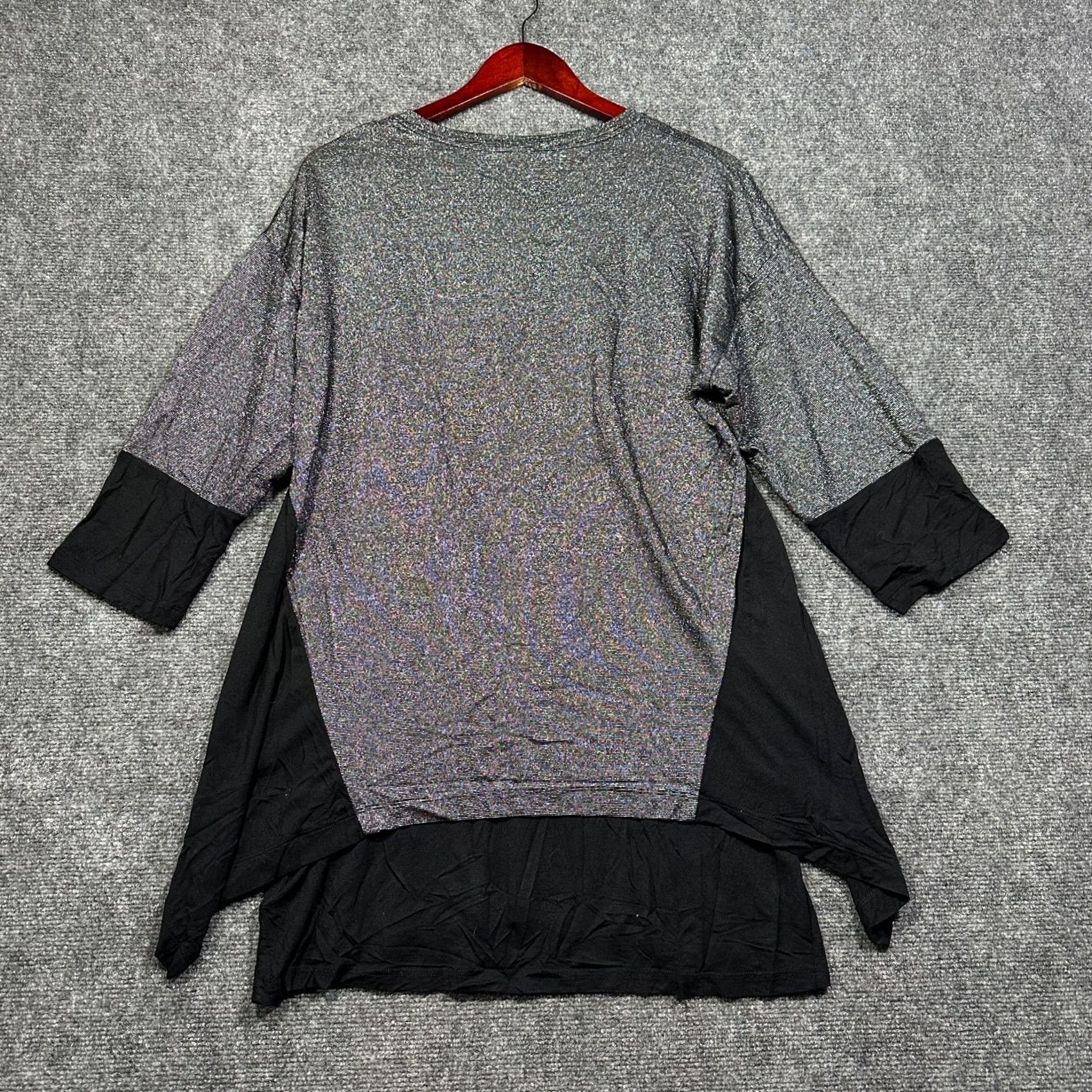 Vintage LOGO by Lori Goldstein Womens Medium Black Silver Metallic Sparkle Tunic Top Size M / US 6-8 / IT 42-44 - 7 Thumbnail