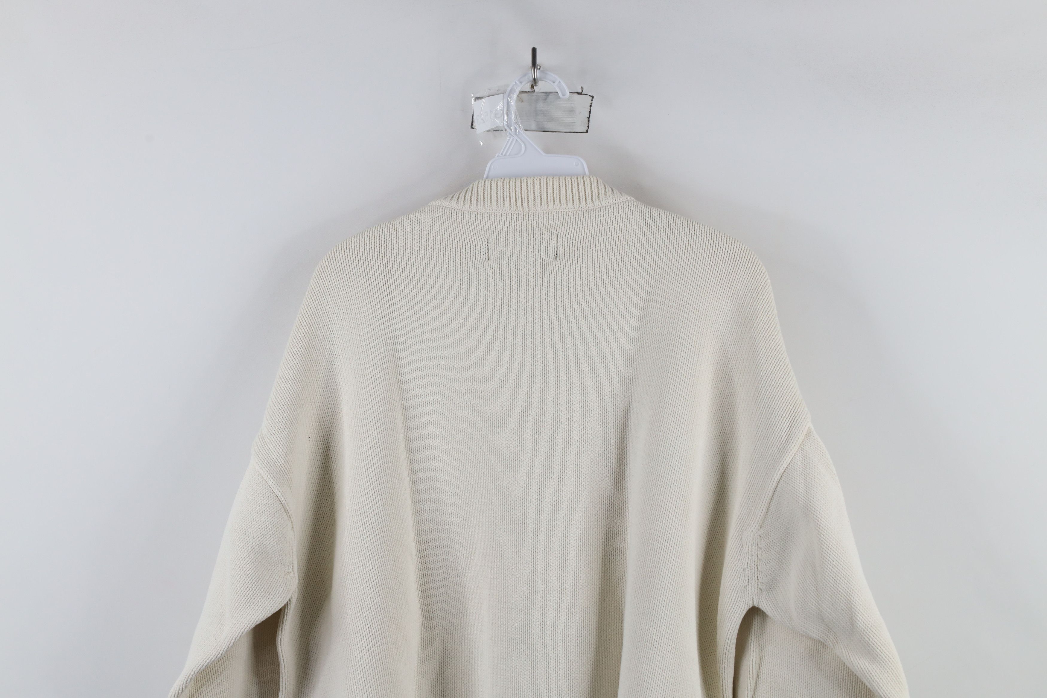 Eddie Bauer × Vintage Vintage 90s Eddie Bauer Blank Cotton Knit Sweater Cream Size US XL / EU 56 / 4 - 12 Thumbnail