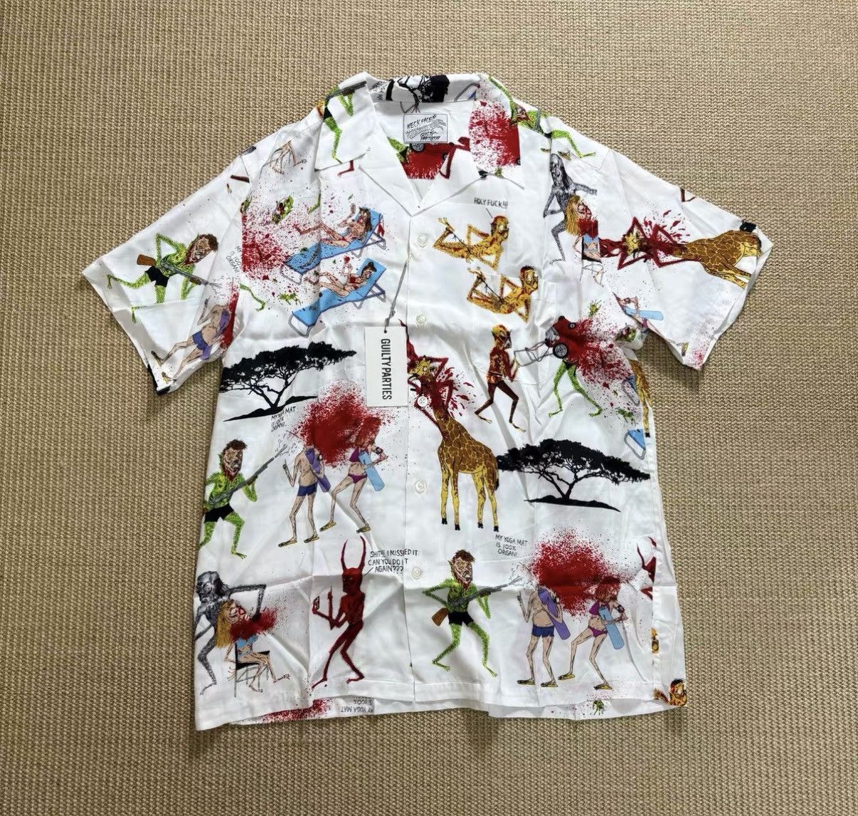 Wacko Maria White Graphic Print Short Sleeve Button-Up Size US XL / EU 56 / 4 - 1 Thumbnail