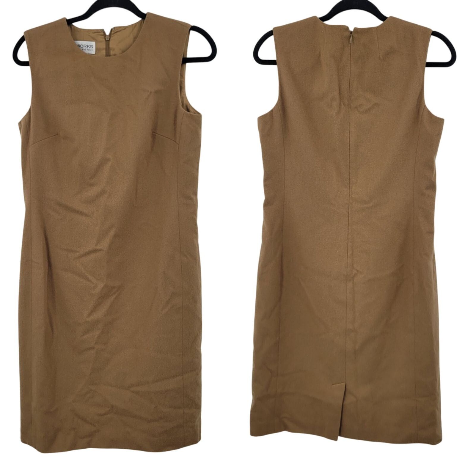Saks Fifth Avenue Vtg 70s Saks Fifth Avenue Wool Blend Sleeveless Camel Sheath Size L / US 10 / IT 46 - 1 Thumbnail