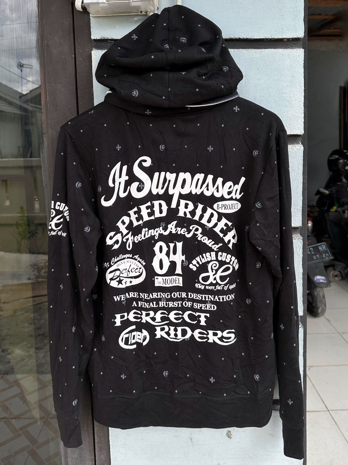 image of 14Th Addiction x Kmrii Japanese Pract Goa Bono Style Hoodie in Black, Men's (Size Medium)