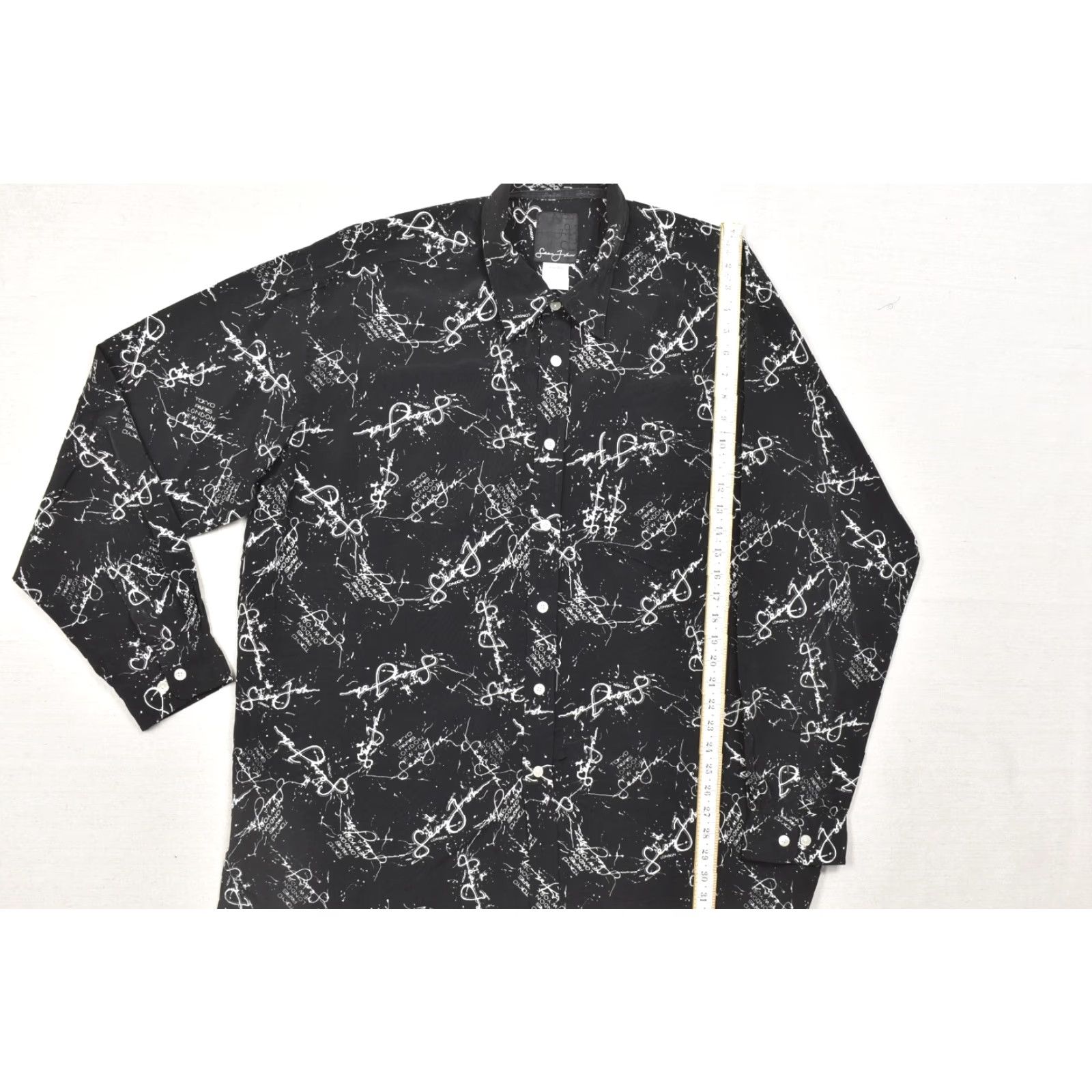 Sean John Sean John Shirt XXL Men Black White Script Print Logo Long Sleeve Button-Up Collared casual Size US XXL / EU 58 / 5 - 5 Thumbnail