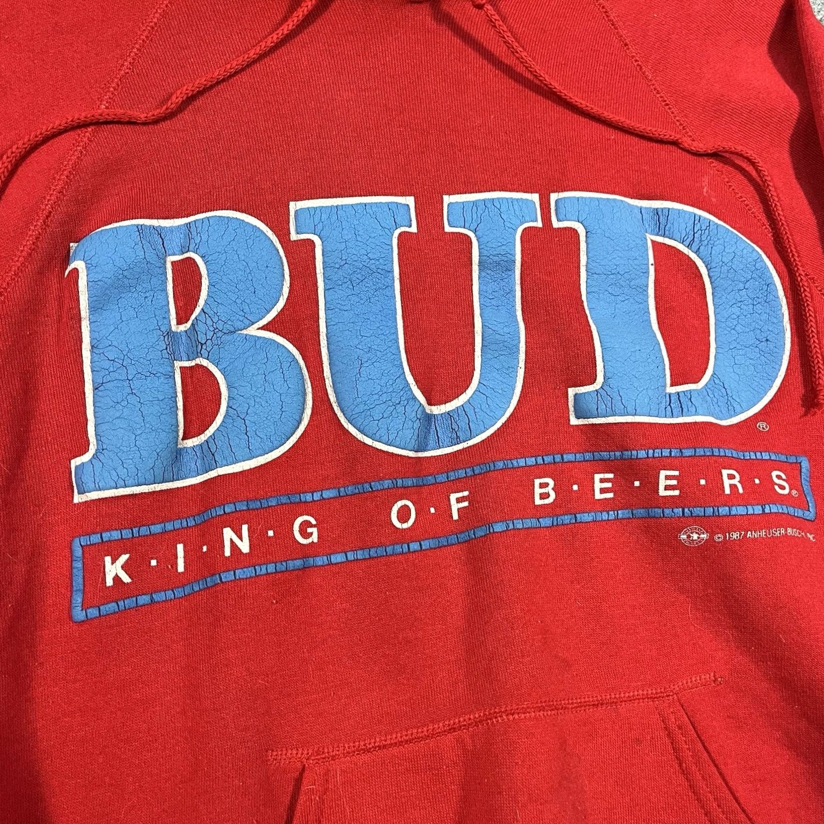Budweiser Vintage Budweiser King Of Beers Hoodie XL Red 80s 1987 Promo Puff Print USA Size US XL / EU 56 / 4 - 2 Thumbnail