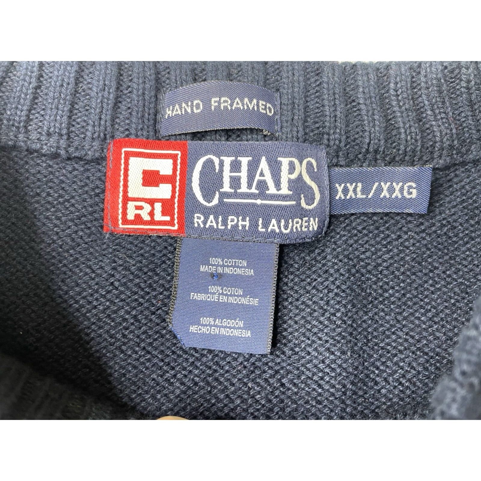 Ralph Lauren VINTAGE Chaps Ralph Lauren Flag Sweater Logo XXL Mens Knit Cotton Pullover Knit Blue 2XL Mens Logo Flag USA Size US XXL / EU 58 / 5 - 3 Thumbnail