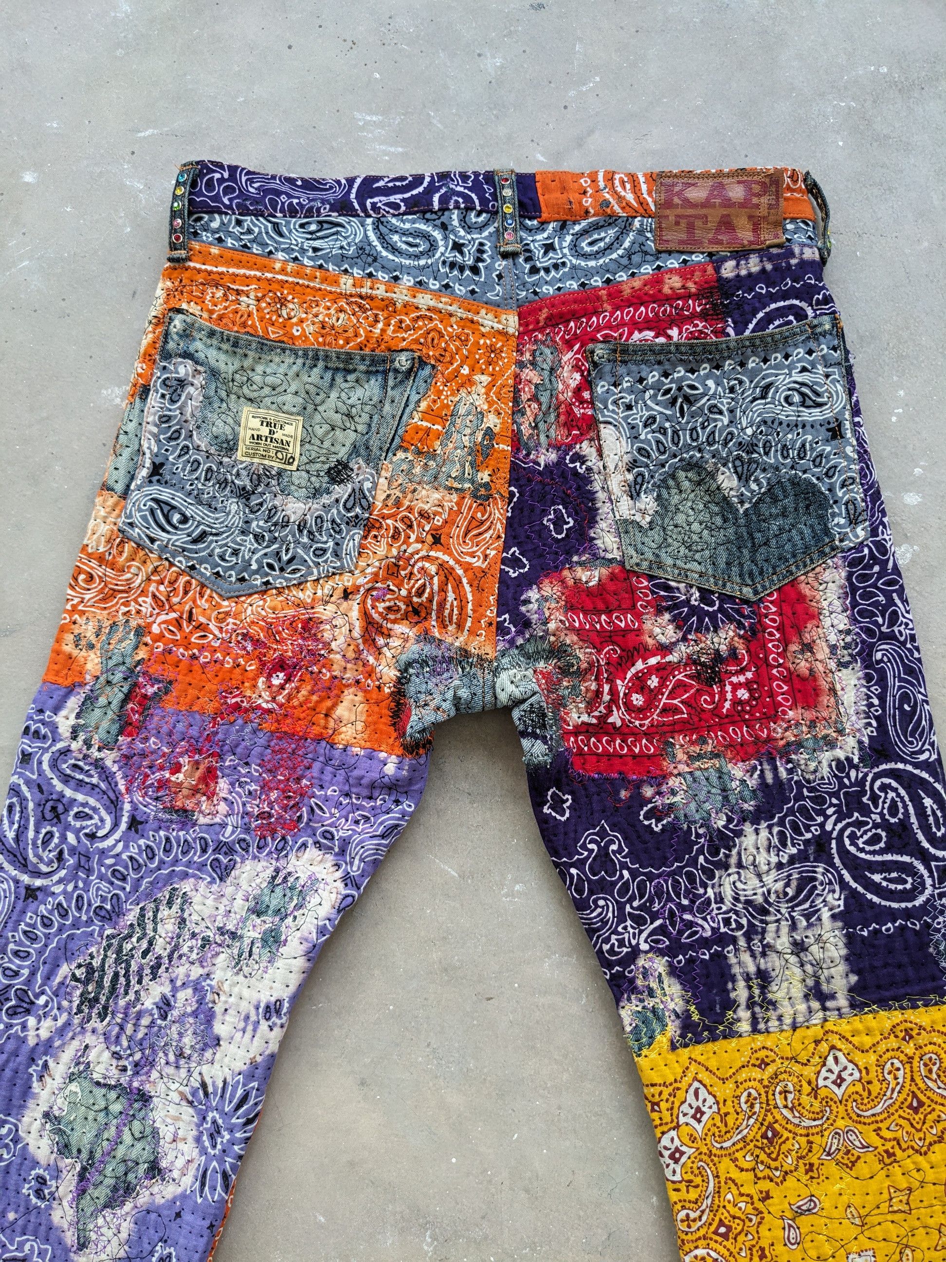 Art Comes First × Japanese Brand × Kapital 1/1 World Kapital Reconstruction Denim Bandana Over Design Size US 35 - 17 Thumbnail