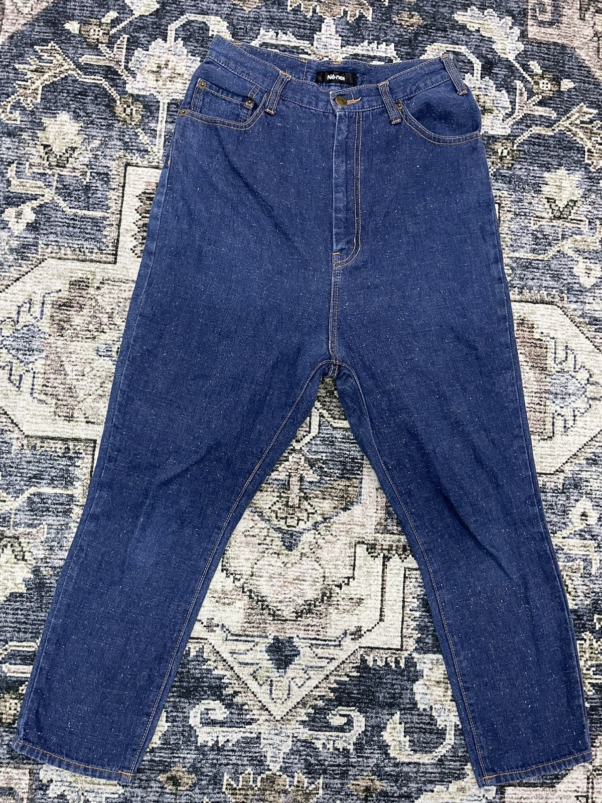 Issey Miyake × Japanese Brand × Ne-Net VINTAGE NE-NET BIG LOGO PATERN DARK BLUE PANTS VERY RARE Size US 28 / EU 44 - 2 Thumbnail