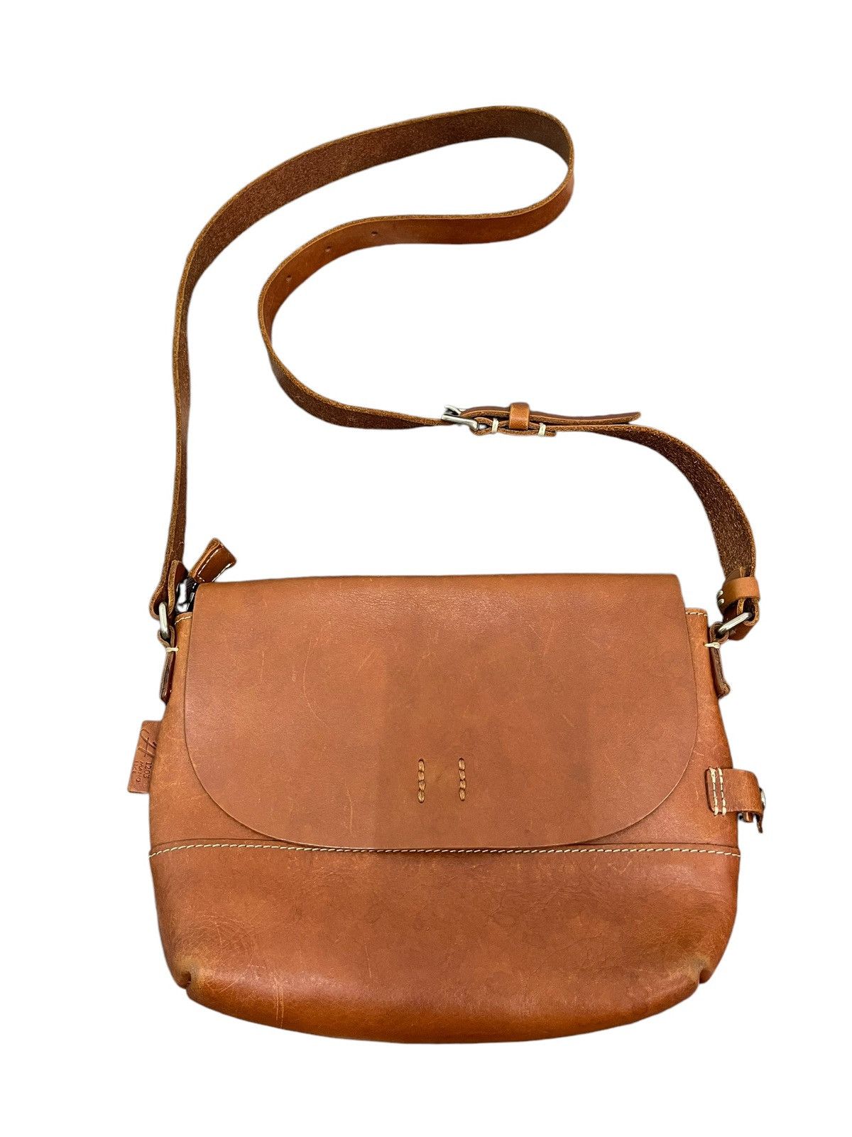 Japanese Brand Full Leather Patina 1203 Mano Fece Cross Body Bag 1🟩2 Size ONE SIZE - 4 Thumbnail