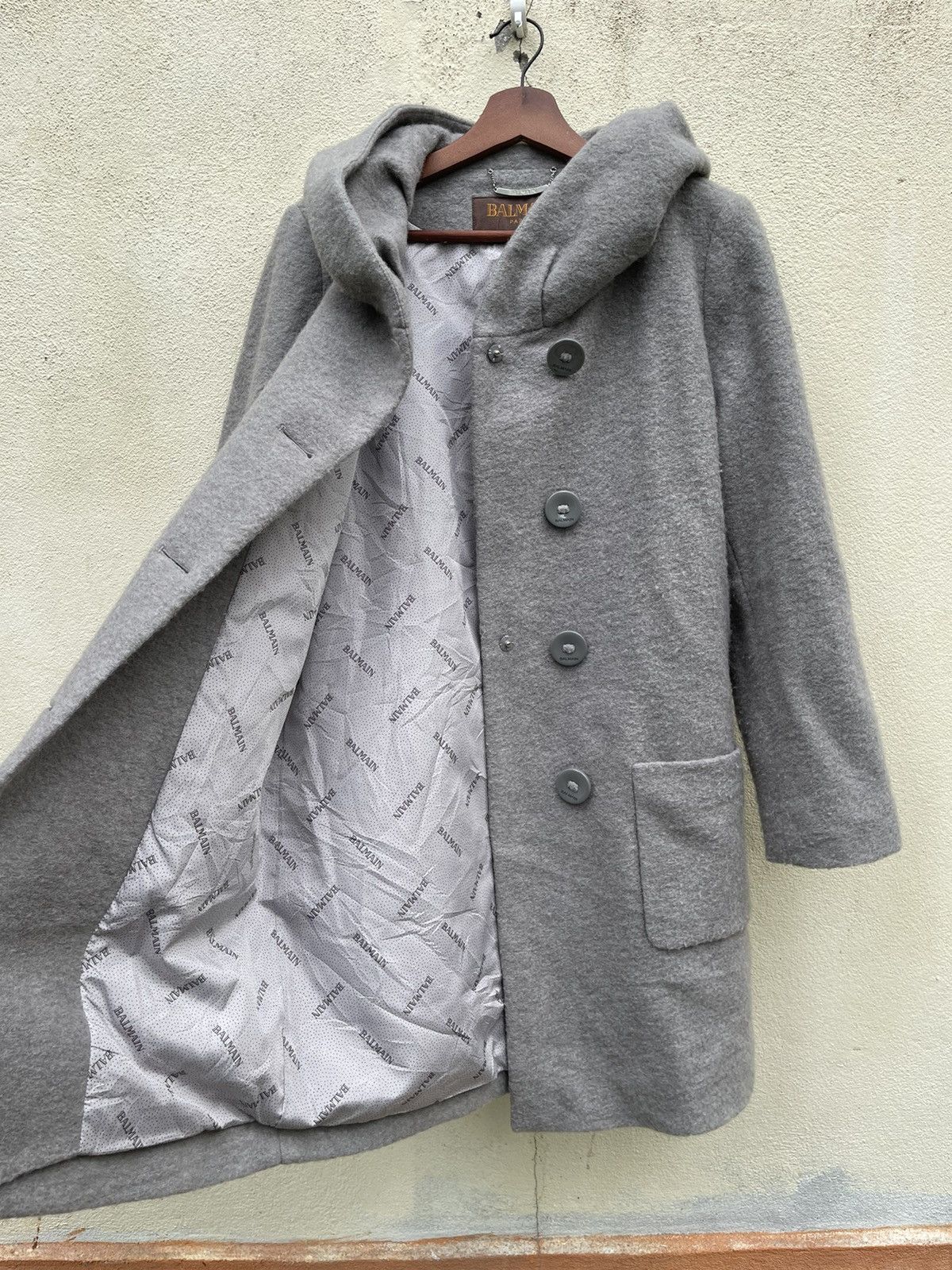 Balmain × Vintage ❌MAS OFFER❄️VINTAGE BALMAIN WOOL LONG HOODIES JACKET Size M / US 6-8 / IT 42-44 - 6 Thumbnail