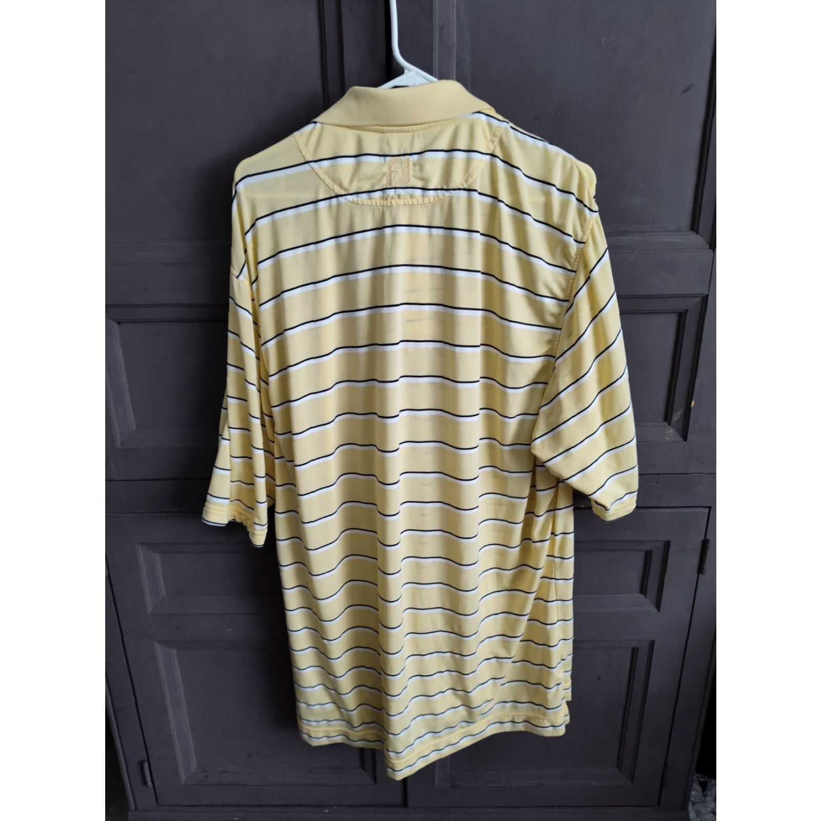 Footjoy Footjoy Polo Shirt Mens Large Yellow Striped Short Sleeve Polyester Stretch Golf Size US L / EU 52-54 / 3 - 6 Thumbnail
