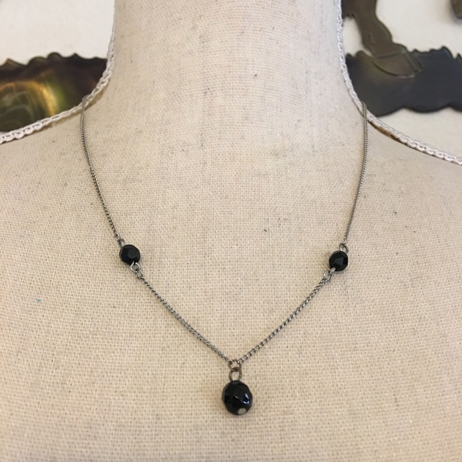 Vintage Vintage black faceted crystal bead necklace Size ONE SIZE - 1 Thumbnail