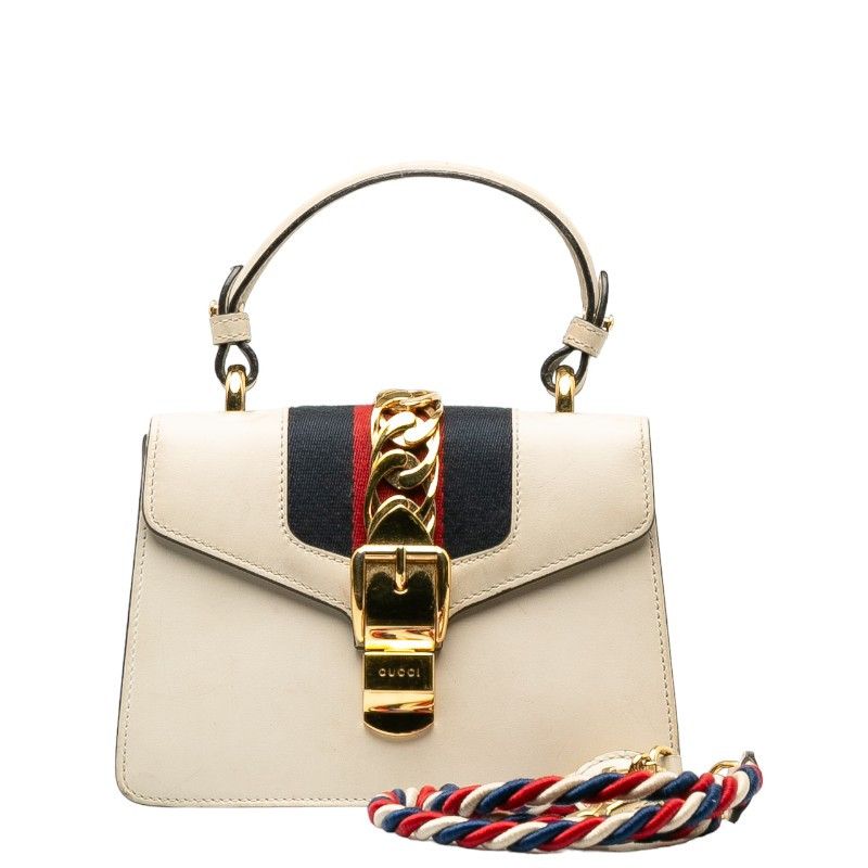 image of Gucci Mini Sylvie Top Handle Bag in White, Women's