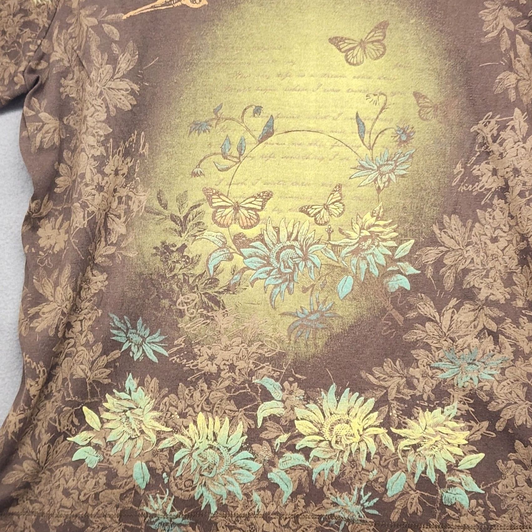 Essentials VINTAGE Essentials by Maggie Top Womens 18/20 Garden of Eden Green Brown Goblincore Shirt Womens Size XXL / US 16-18 / IT 52-54 - 8 Thumbnail