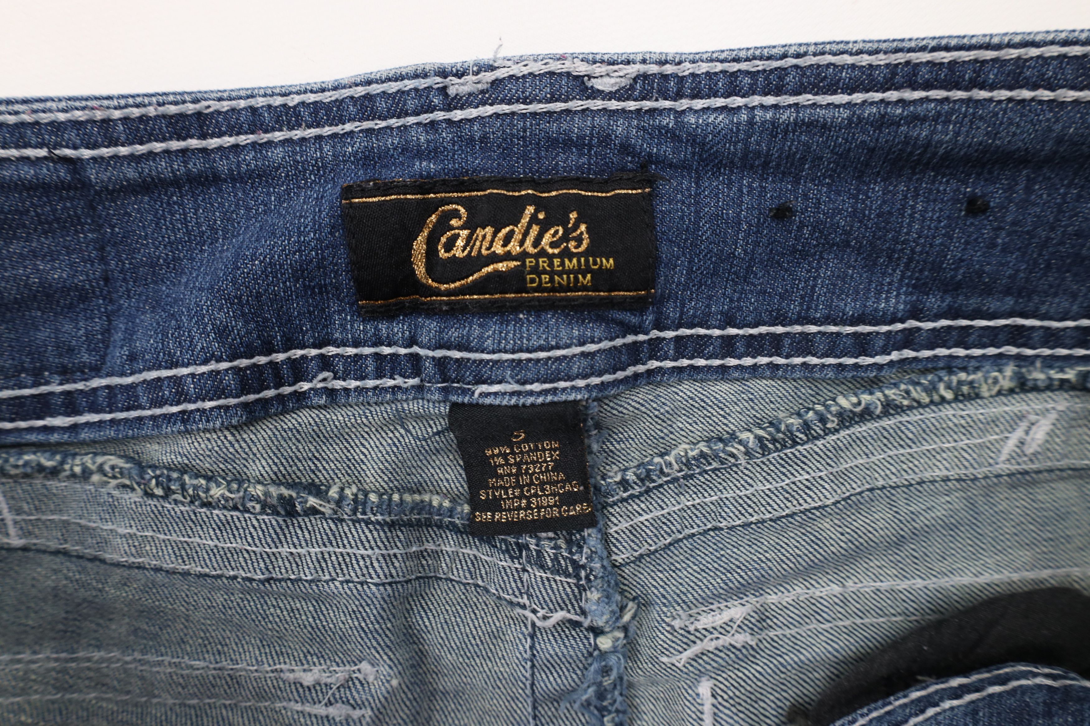 Vintage Vintage 90s Y2K Candies Thick Stitch Wide Leg Flared Jeans Size 27" / US 4 / IT 40 - 7 Thumbnail
