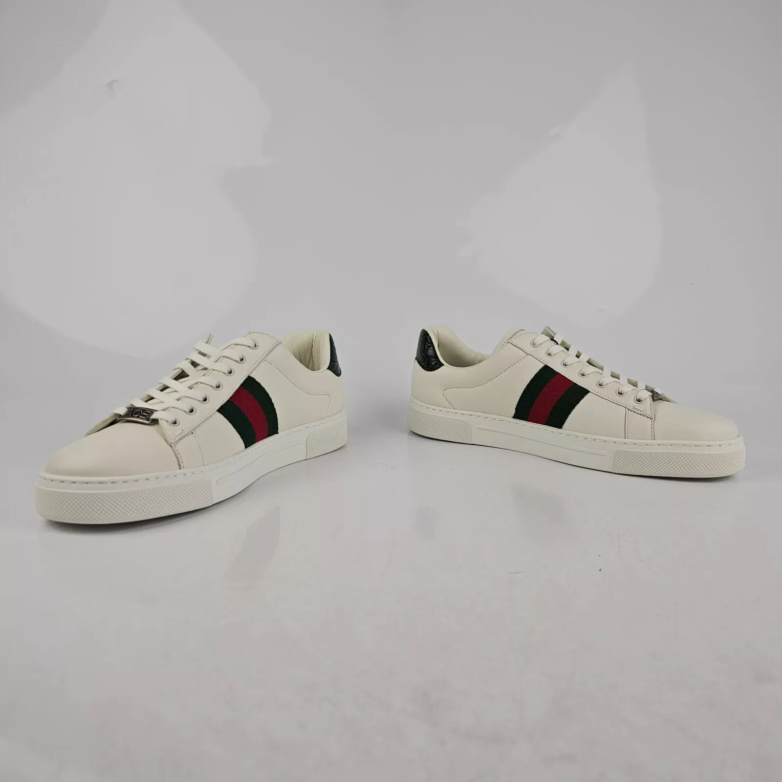 GUCCI Ace Women's White/Green Leather Low Top Sneakers New