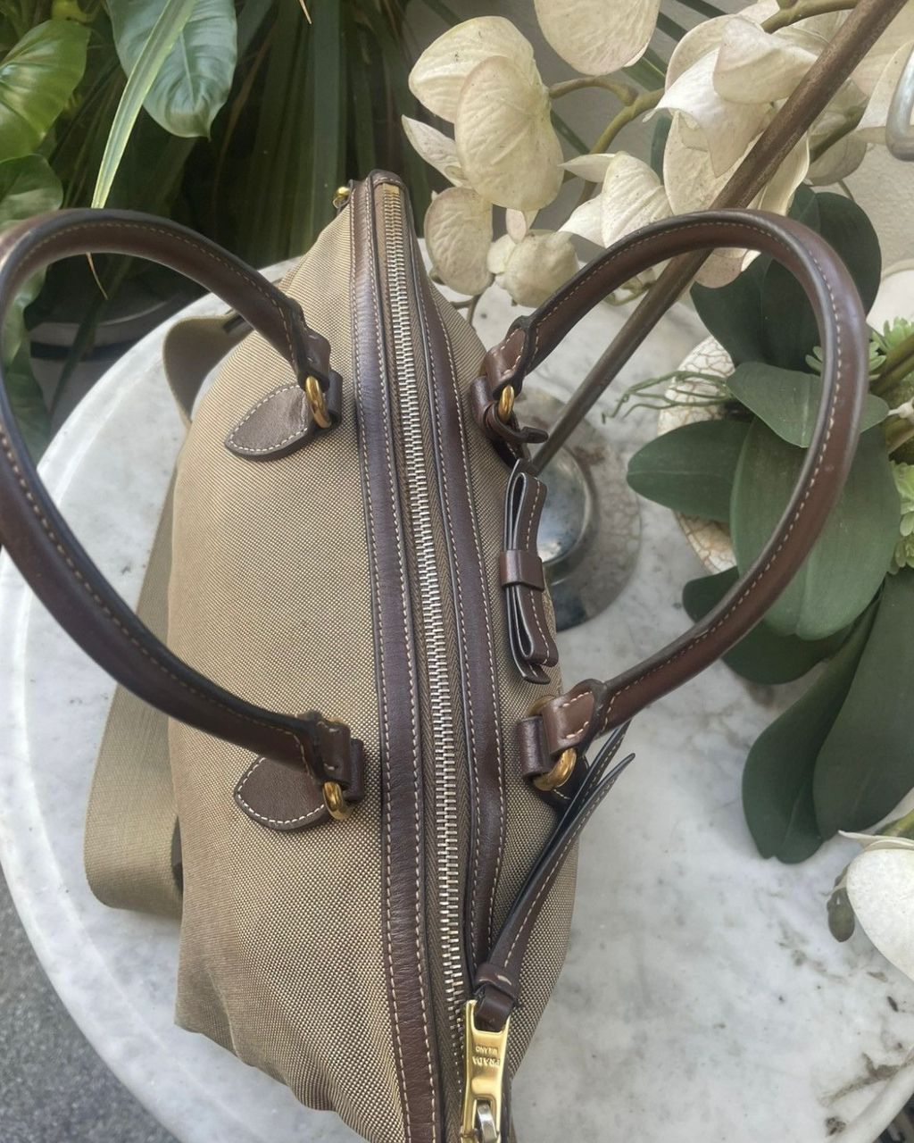 Prada Authentic PRADA Logo Jaquard Canvas Shoulder Bag Size ONE SIZE - 6 Thumbnail