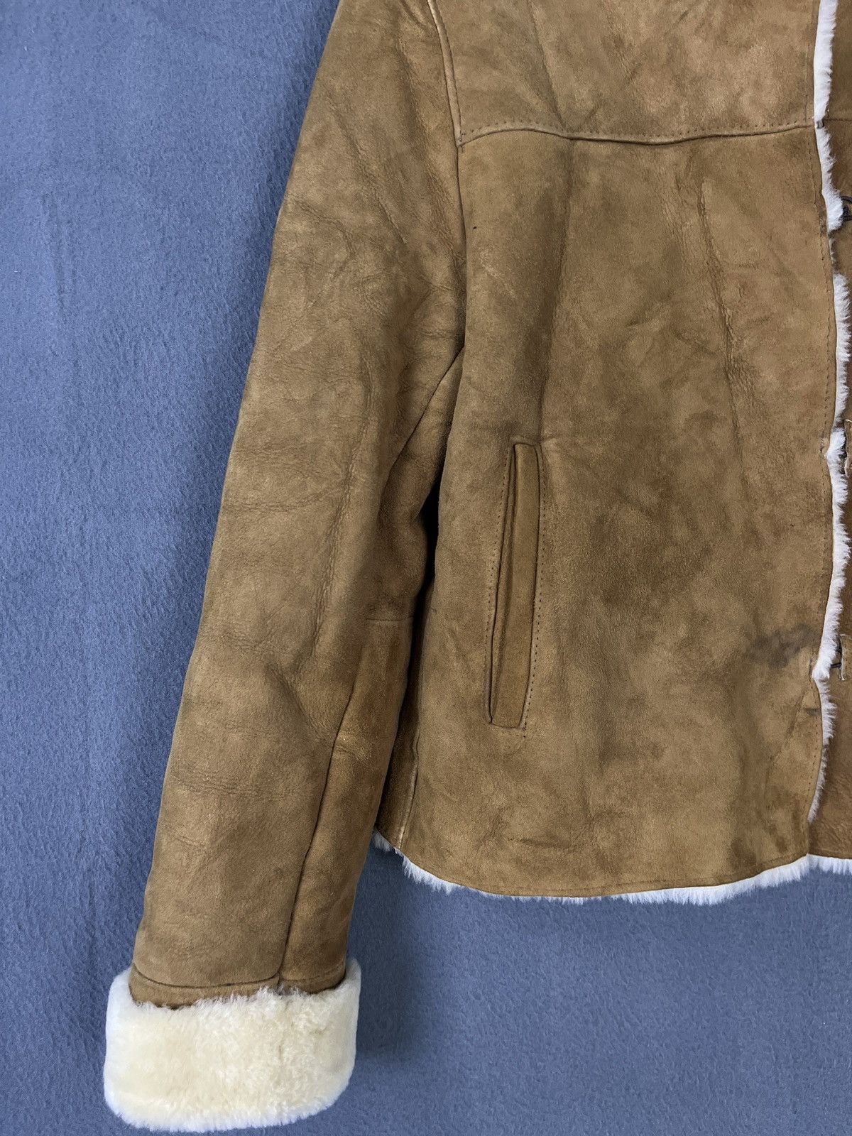 Genuine Leather × Vintage Peau D’ Ane Made in France Real Sheep Leather Suede Jacket Size S / US 4 / IT 40 - 4 Thumbnail
