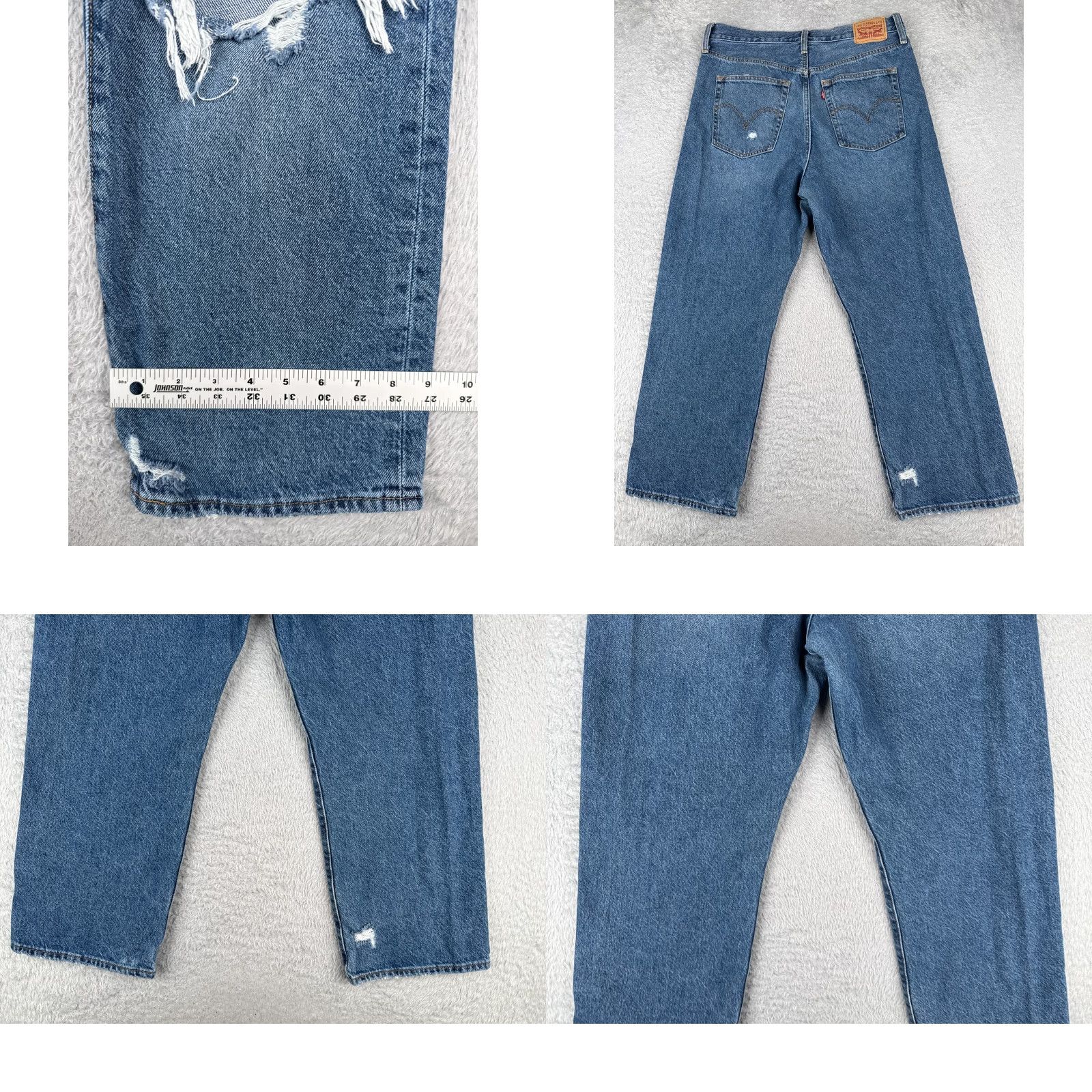 Levi's Levi's Premium Jeans Women 32 Blue Distressed Big E Ribcage Straight Ankle 32x27 Jeans Womens Blue Distressed 90s Retro Pant Levi's Size 24" / US 00 / IT 34 - 10 Thumbnail