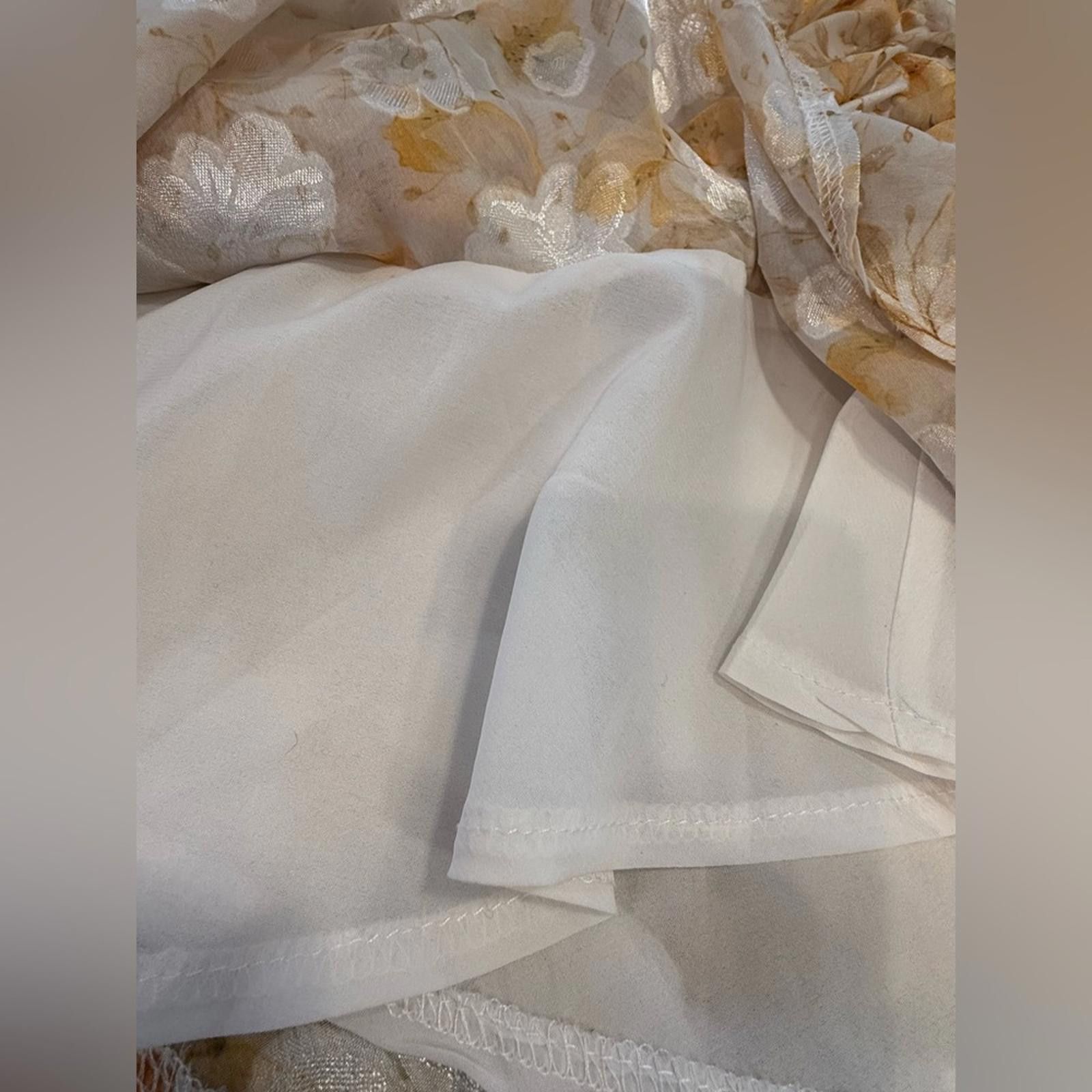 Other Mika Gala Bollywood floral mini dress cream yellow tan SZ 8 Size M / US 6-8 / IT 42-44 - 7 Thumbnail