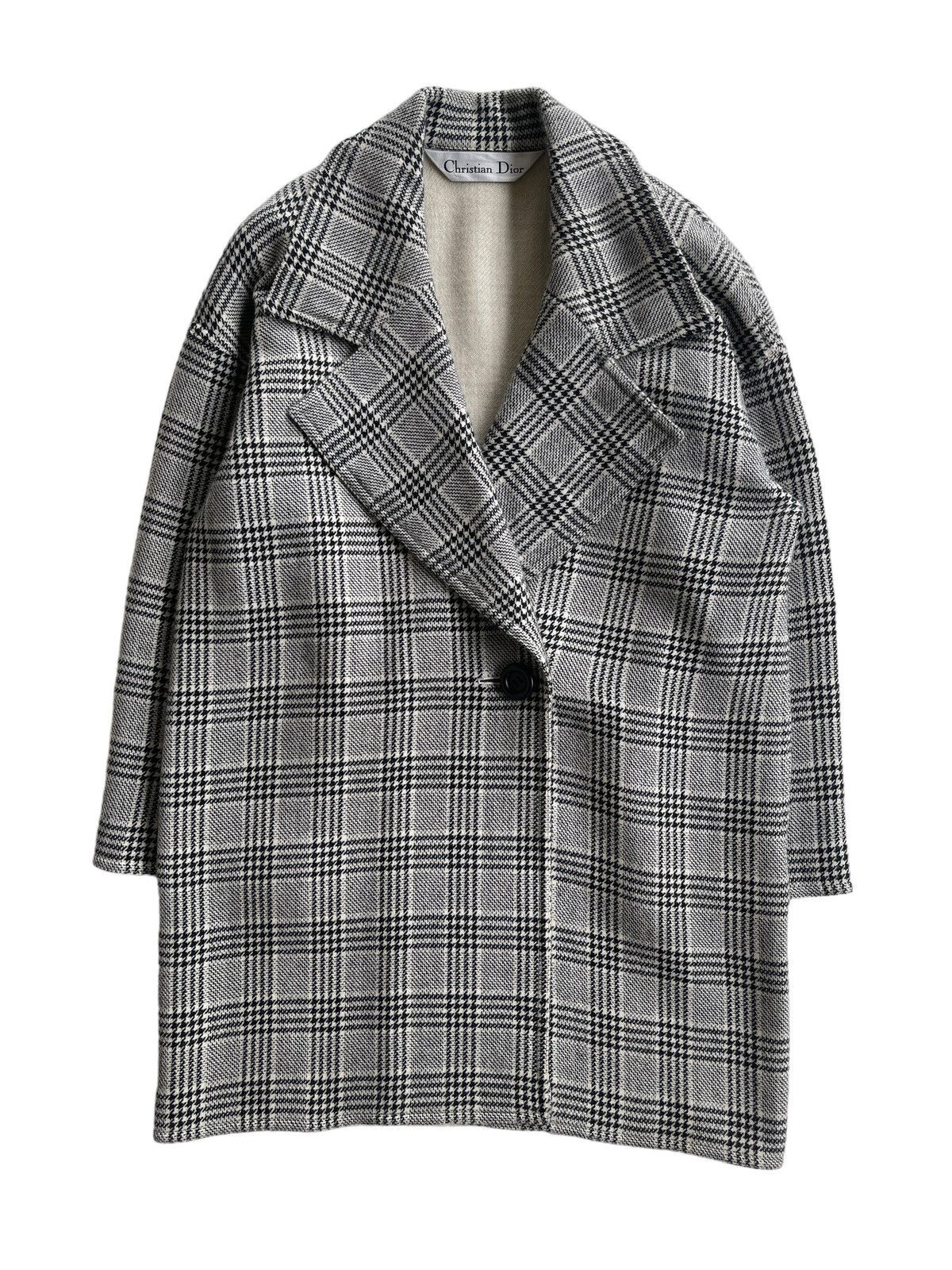 Christian Dior Monsieur Houndstooth Wool Checked Oversize Jacket Size M / US 6-8 / IT 42-44 - 1 Thumbnail