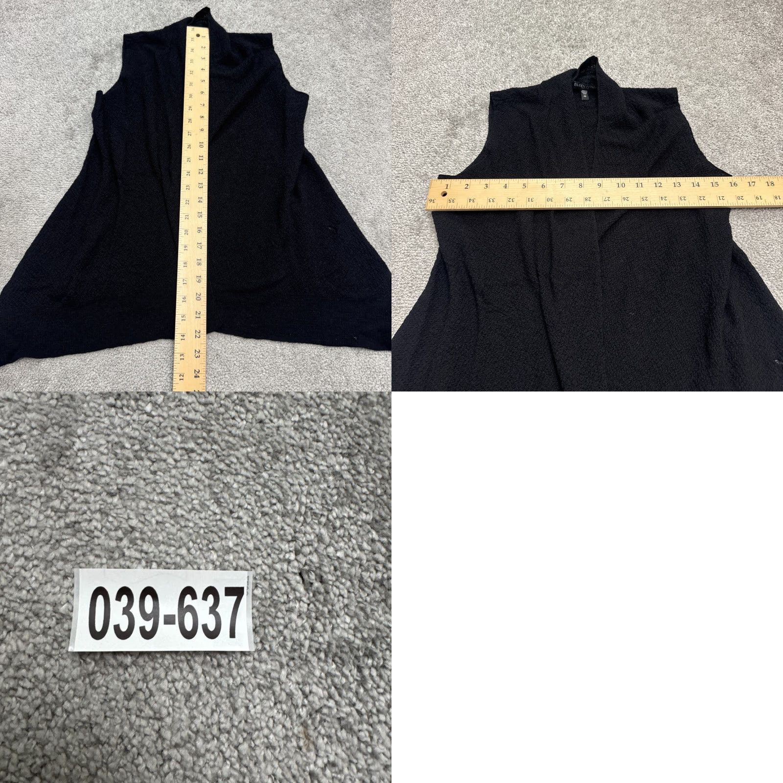 Eileen Fisher Eileen Fisher Sweater Womens XL Black Solid Wool Open Front Draped Knit Wrap Sleeveless Tight-Knit Breathable Stretch Size XL / US 12-14 / IT 48-50 - 9 Thumbnail