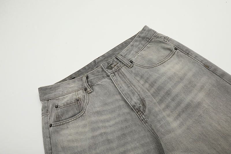 Vintage American retro washed men's gray loose straight leg jeans Size US 32 / EU 48 - 3 Thumbnail