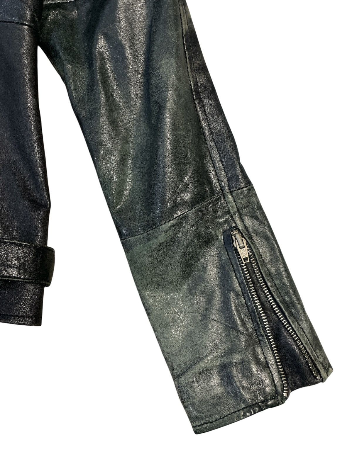 Japanese Brand 00s Roshell Sheepskins Leather Faded Biker Jacket Size US L / EU 52-54 / 3 - 6 Thumbnail
