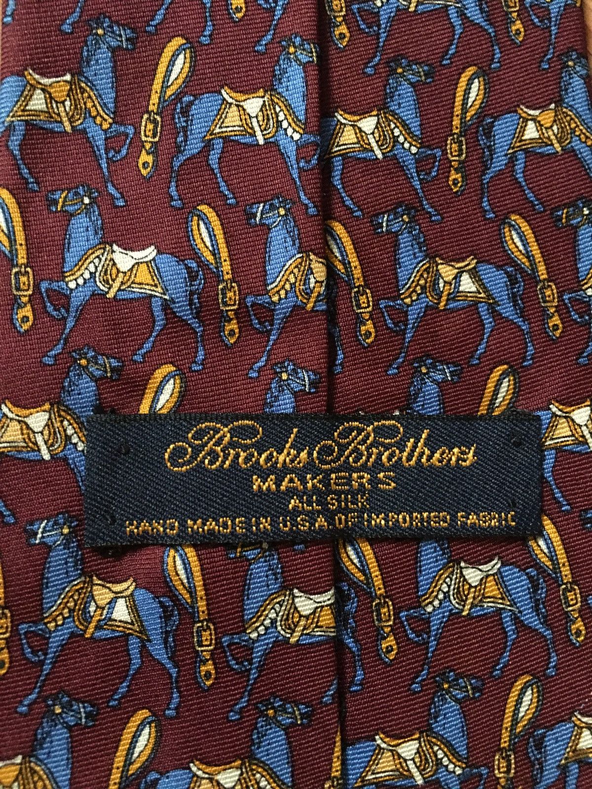 Brooks Brothers × Designer Brooks Brothers Designer Horses Print Silk Mens Tie Size ONE SIZE - 5 Thumbnail