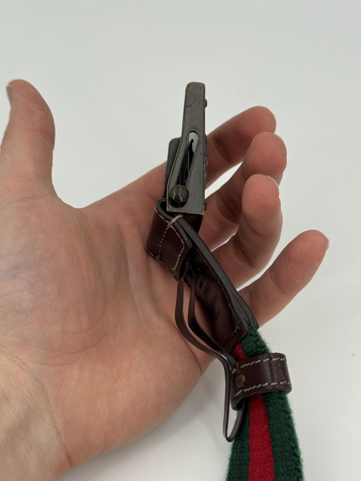 Gucci Gucci Web Green/Red Canvas Belt with Antique Interlocking G Size ONE SIZE - 7 Thumbnail