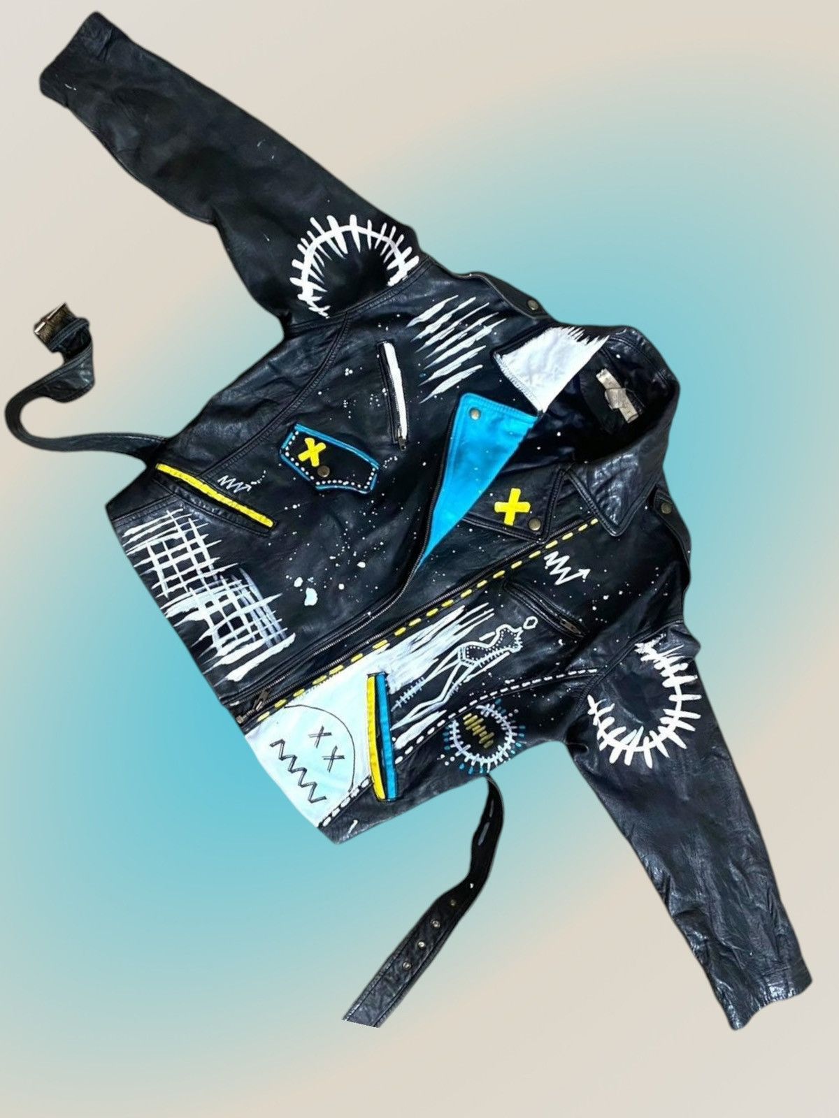Other unisex customize hand painted size medium leather jacket. Size M / US 6-8 / IT 42-44 - 2 Thumbnail