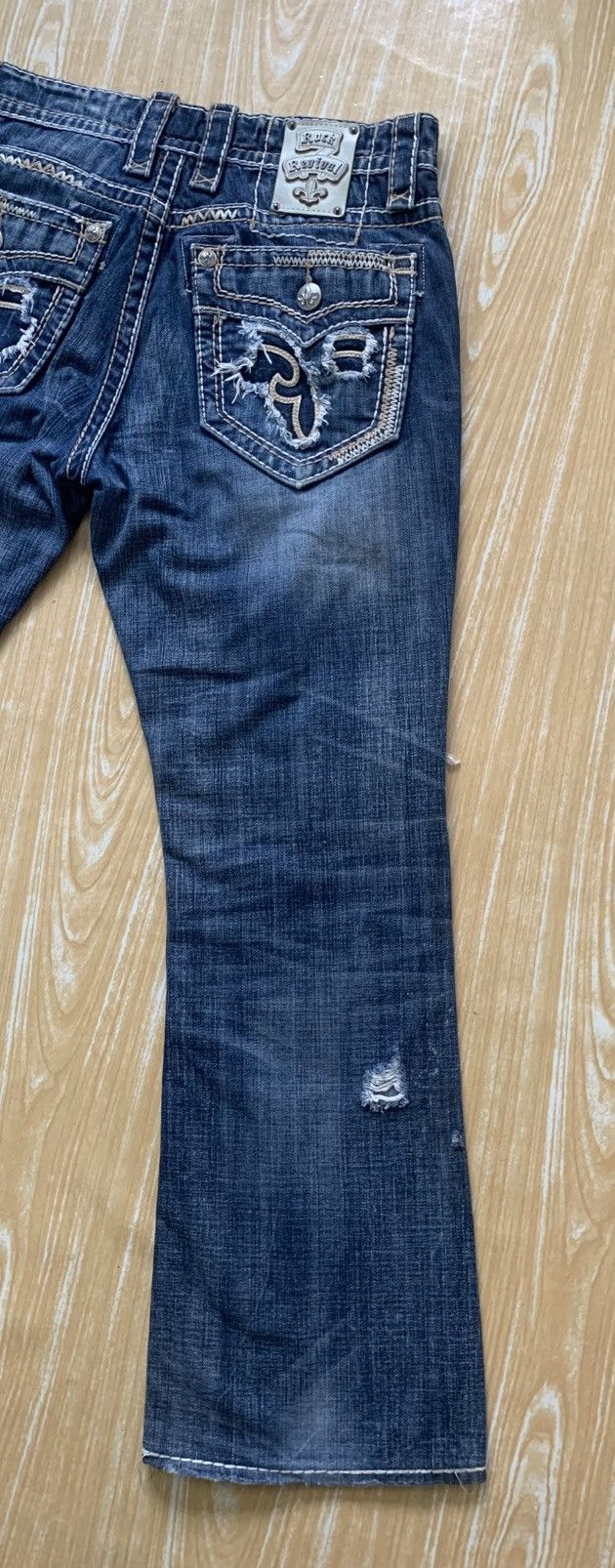 Rock Revival Rare.. Distressed Rock Revival Slim Boot Flare Jeans Pants Size US 34 / EU 50 - 12 Thumbnail
