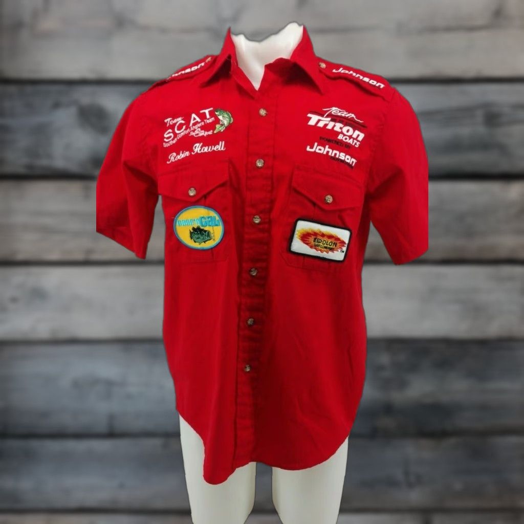 Vintage Red Size Medium Button Fishing Shirt Team SCAT Robin Howell Triton Boats Mens Size US M / EU 48-50 / 2 - 1 Thumbnail