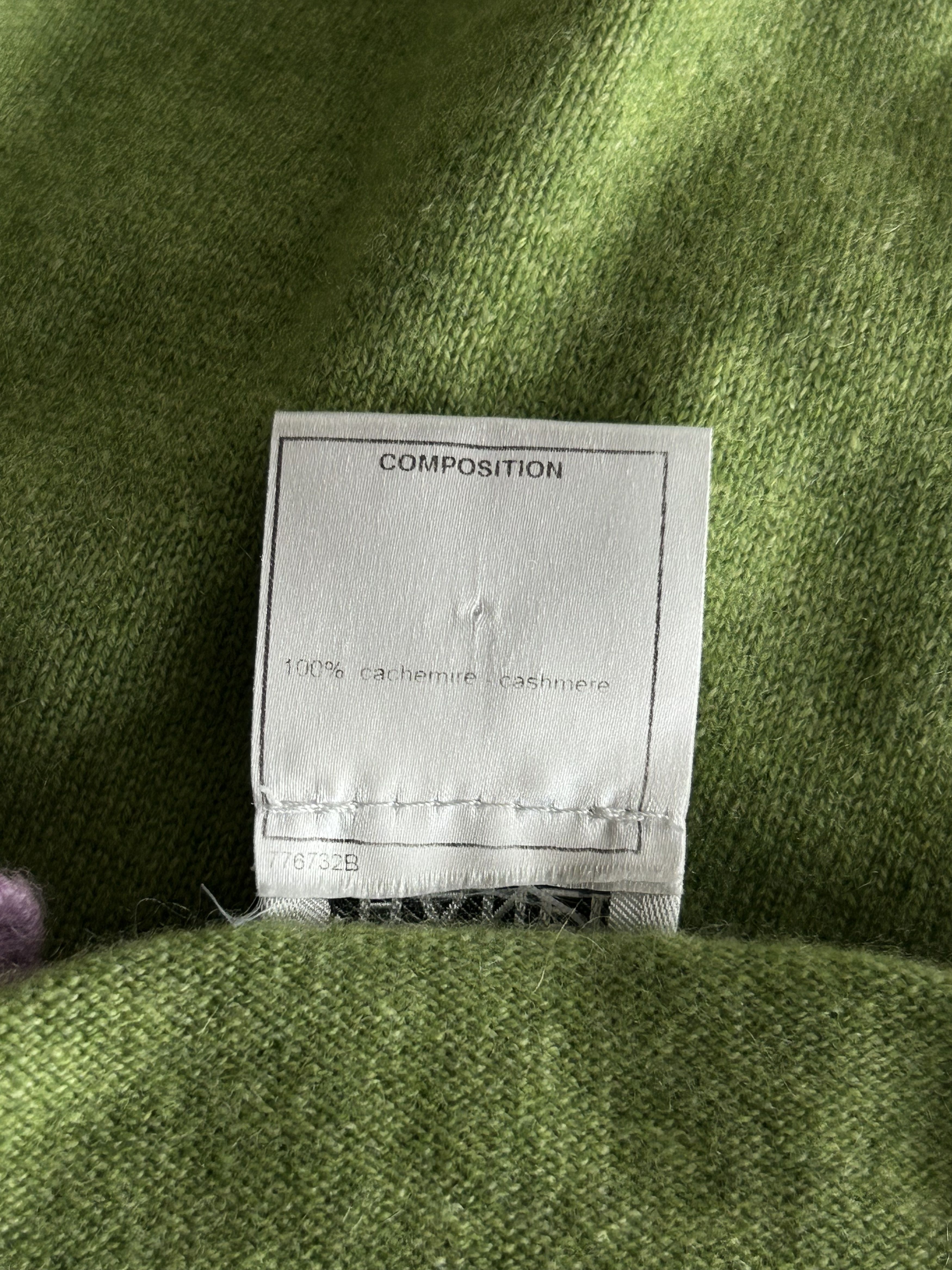Chanel Green & Pink Embroidered Shield Logo Women's Sweater