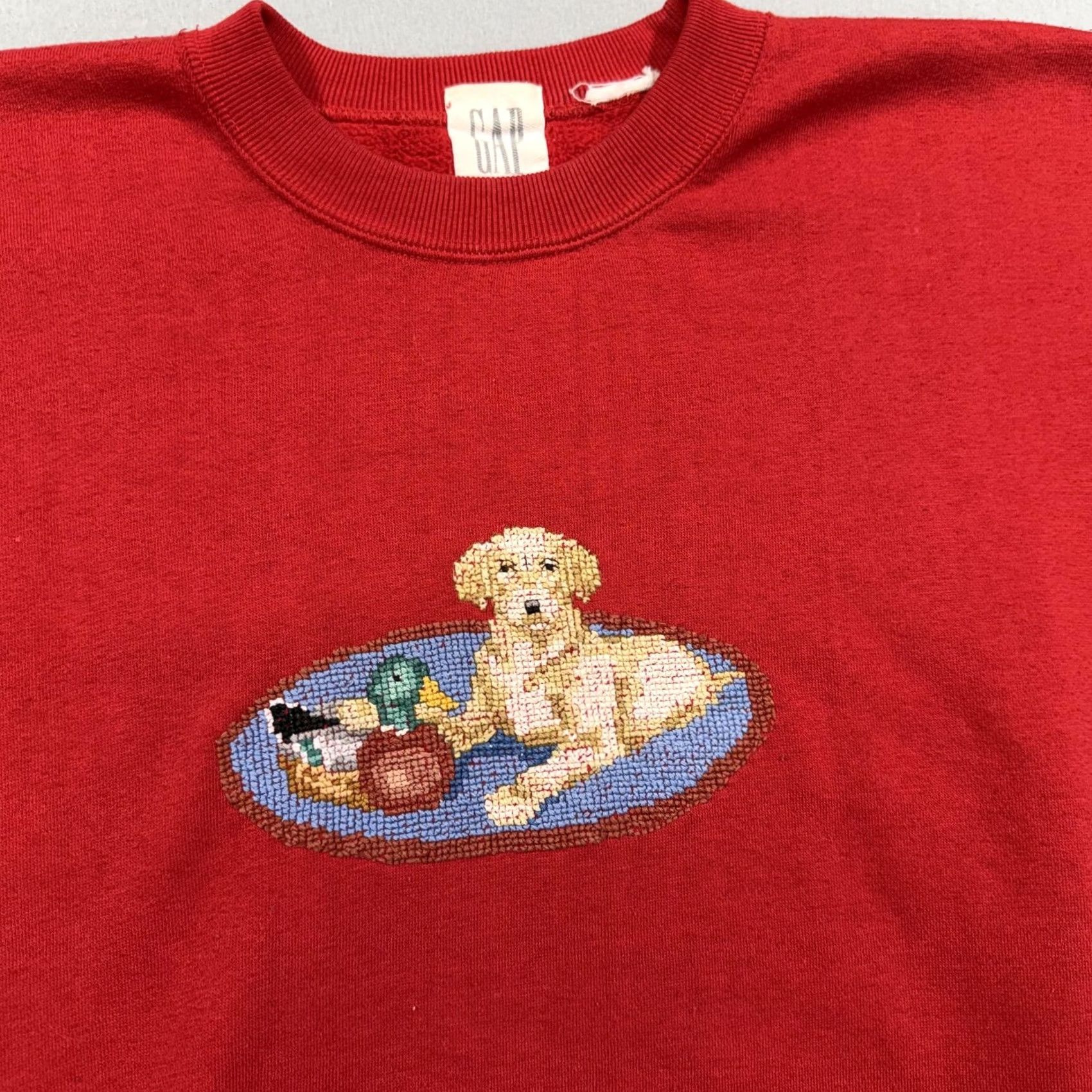 Gap VINTAGE Gap Sweatshirt Mens XL Red Fleece Crewneck Embroidered Puppy Dog 90s Sweatshirt Size US XL / EU 56 / 4 - 3 Thumbnail