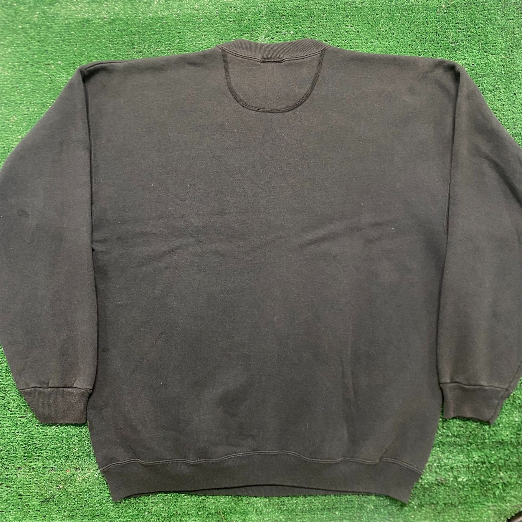 Hanes Vintage 90s Plain Black Crewneck Sun Faded Blank Sweatshirt Size US XL / EU 56 / 4 - 4 Thumbnail