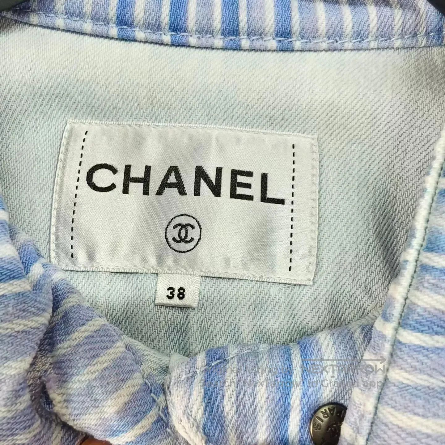 Chanel Chanel Striped Cropped Denim Jacket. Size S / US 4 / IT 40 - 4 Thumbnail