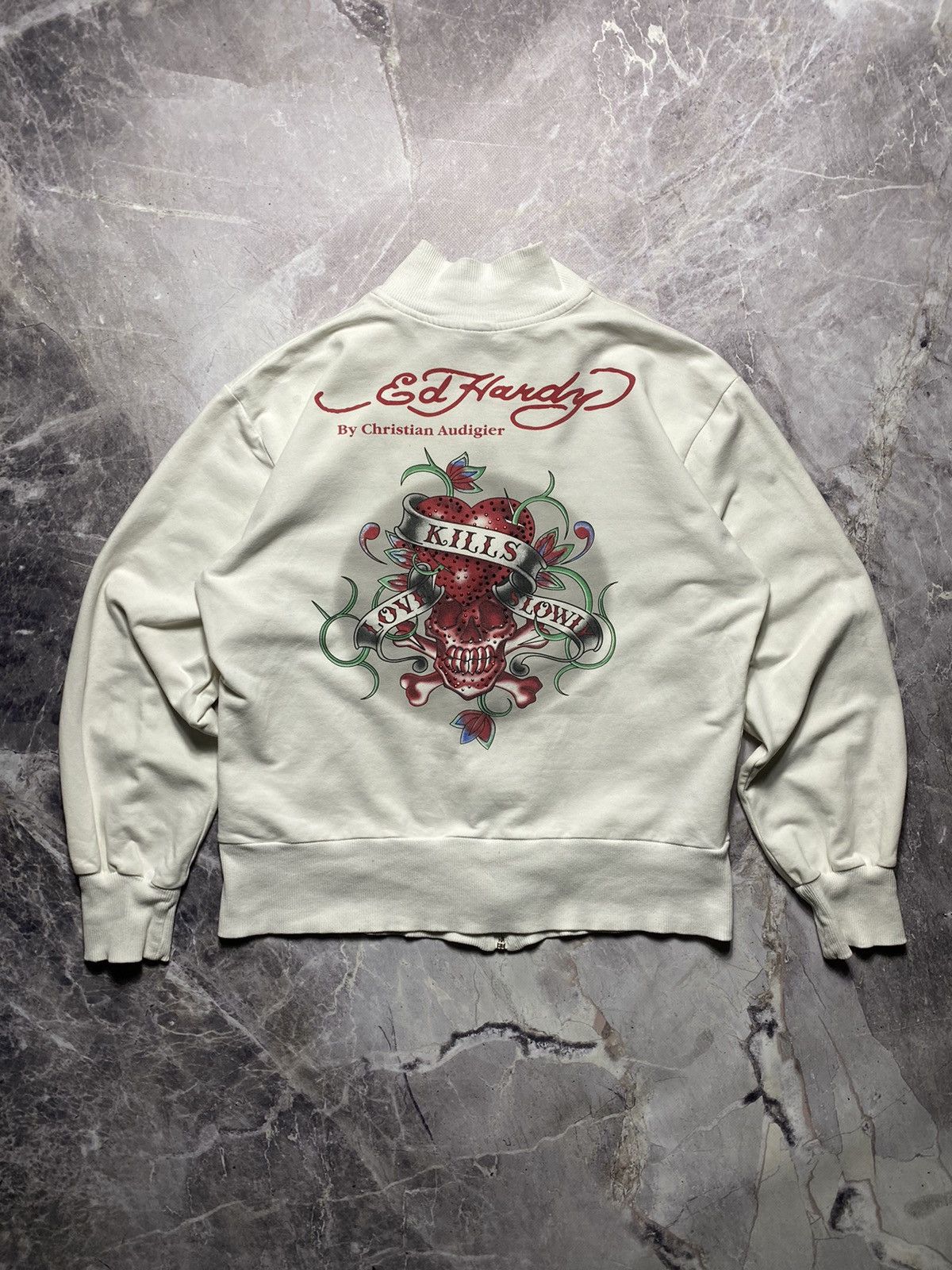 Christian Audigier × Ed Hardy × Vintage Vintage Ed Hardy Zip Sweatshirt Size L / US 10 / IT 46 - 1 Thumbnail