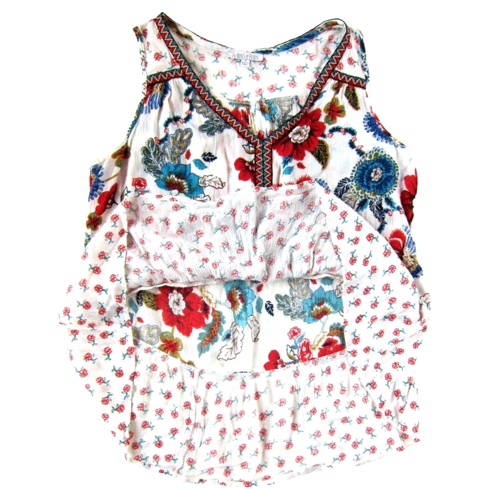 Anthropologie Patrons Of Peace Anthropologie Floral Rayon Red Tunic Tank Blouse S Womens Size S / US 4 / IT 40 - 5 Thumbnail