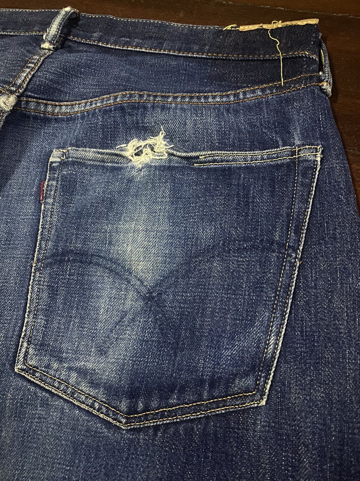 Orslow FIRE🔥 Vintage fullcount distressed wide leg selvedge denim Size US 36 / EU 52 - 20 Thumbnail