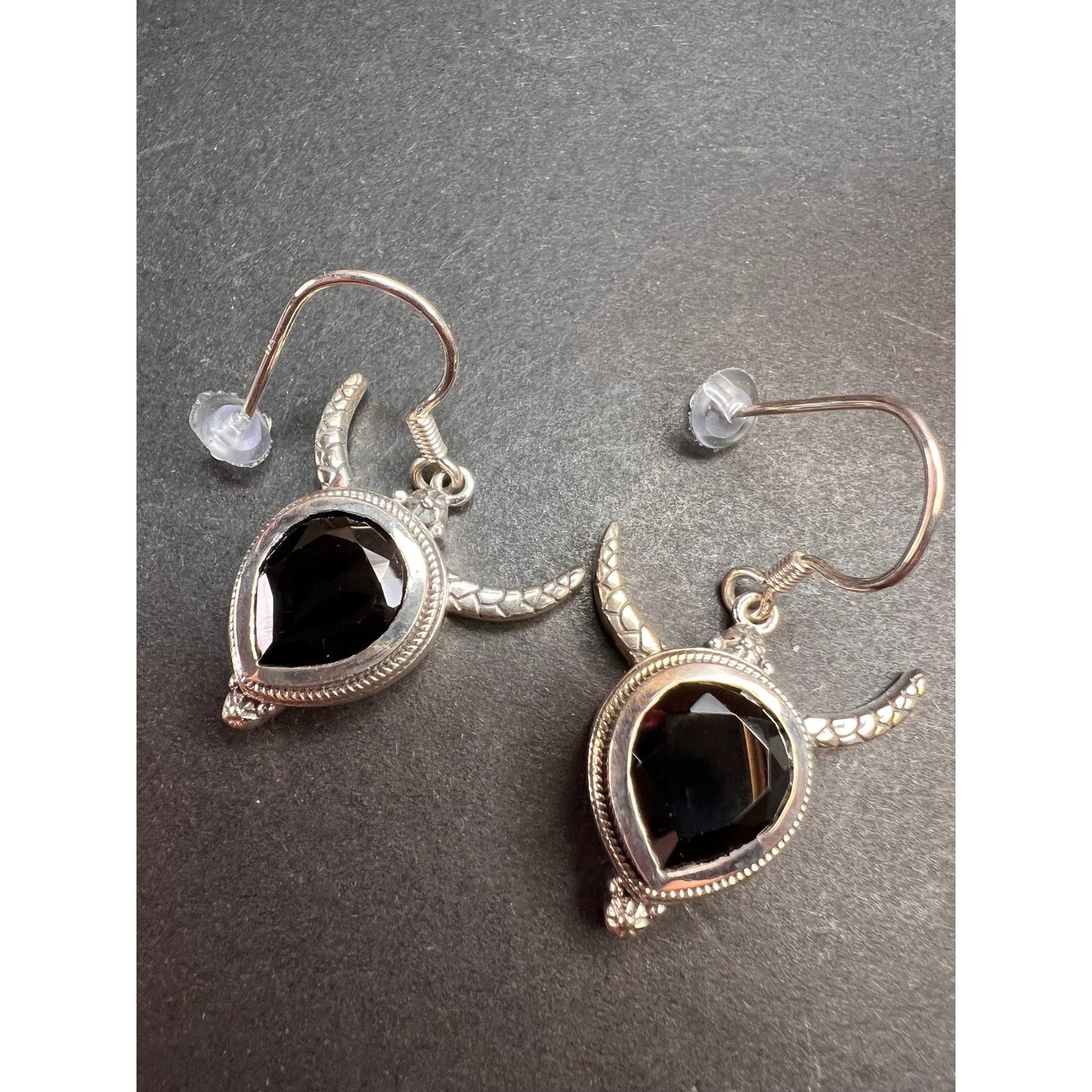 Other NEW black spinel bull head sterling silver earrings Size ONE SIZE - 9 Thumbnail