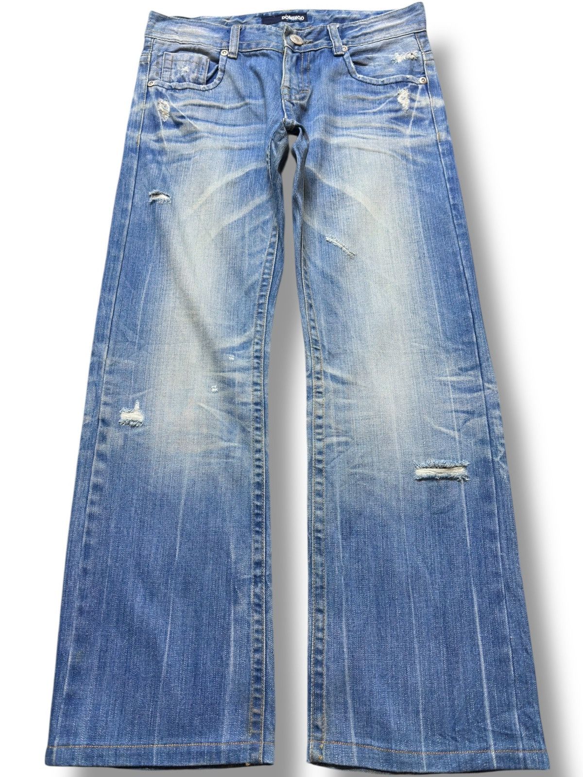 Adolfo Dominguez Vintage Domingo Blue Low Rise Flare Whiskers Denim Size US 30 / EU 46 - 1 Thumbnail