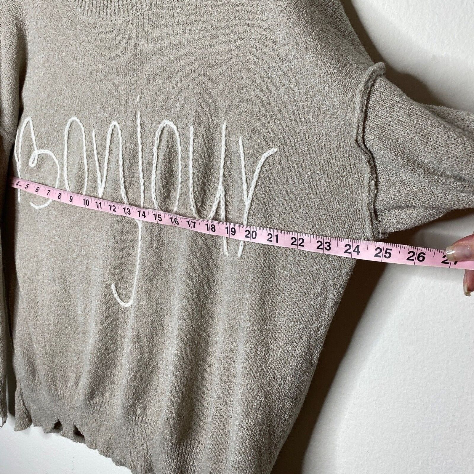 Other William B Taupe Bonjour Embroidered Distressed Sweater S Size S / US 4 / IT 40 - 10 Thumbnail