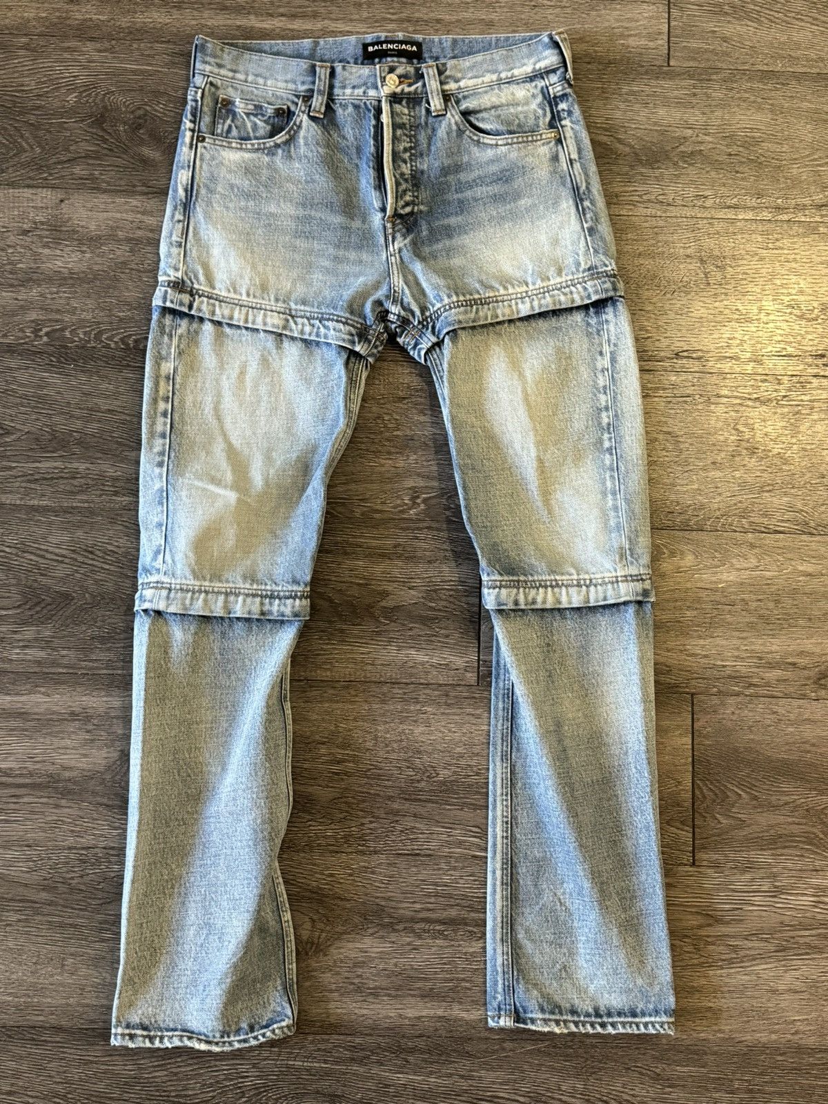 image of Balenciaga Convertible Zip Denim in Blue, Men's (Size 30)