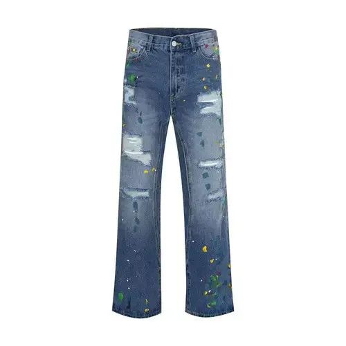 Jean paint flare damaged ripped jeans Size US 28 / EU 44 - 1 Thumbnail