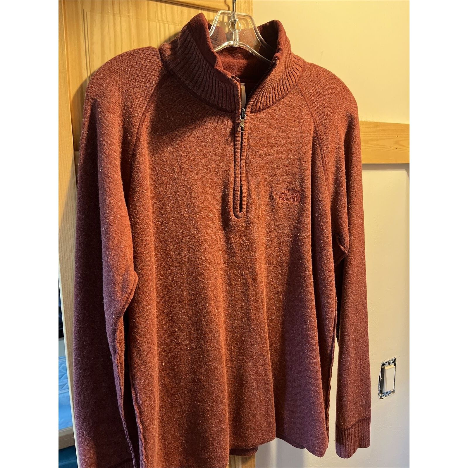 The North Face The North Face Mens L Red LS Zip Cotton Acrylic Wool Sweater Size US L / EU 52-54 / 3 - 10 Thumbnail